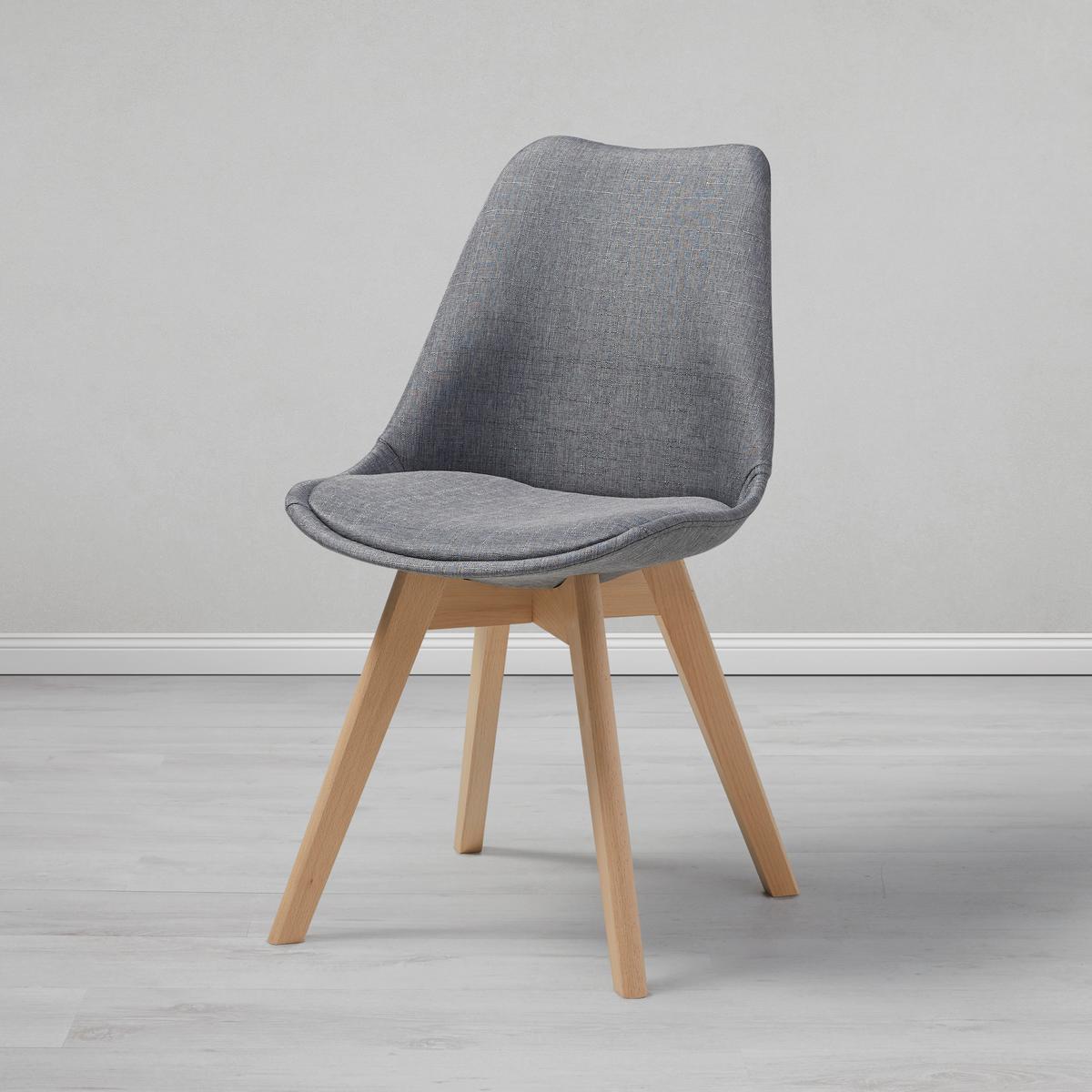 Jídelní židle Rocksi - šedá/barvy buku, Moderní, dřevo/textil (43/82,5/43cm) - Bessagi Home