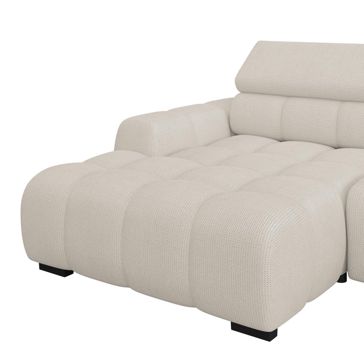 Ecksofa Fargo S Cremefaben, B: 168cm - Creme/Schwarz, Trend, Textil (168/285cm)
