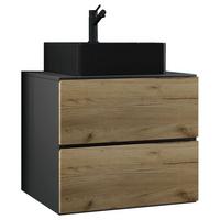 Waschtischkombi Lendas Bl S - Honigeiche/Anthrazit, MODERN, Keramik/Holzwerkstoff (61cm) - MID.YOU