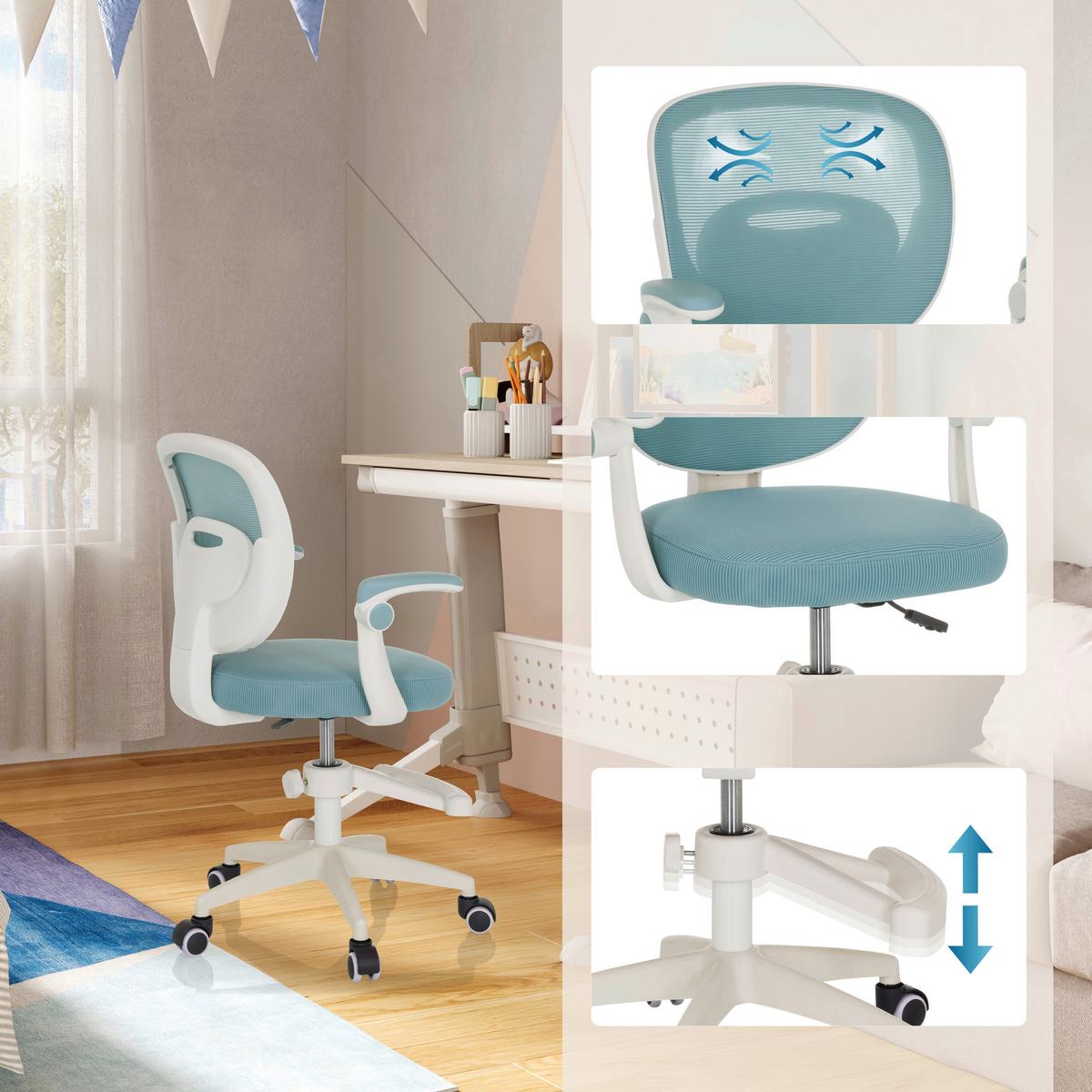Jugenddrehstuhl Kiddy Smart Aqua B: 61 cm - Weiß, MODERN, Kunststoff/Textil (61/84-97/55cm) - MID.YOU