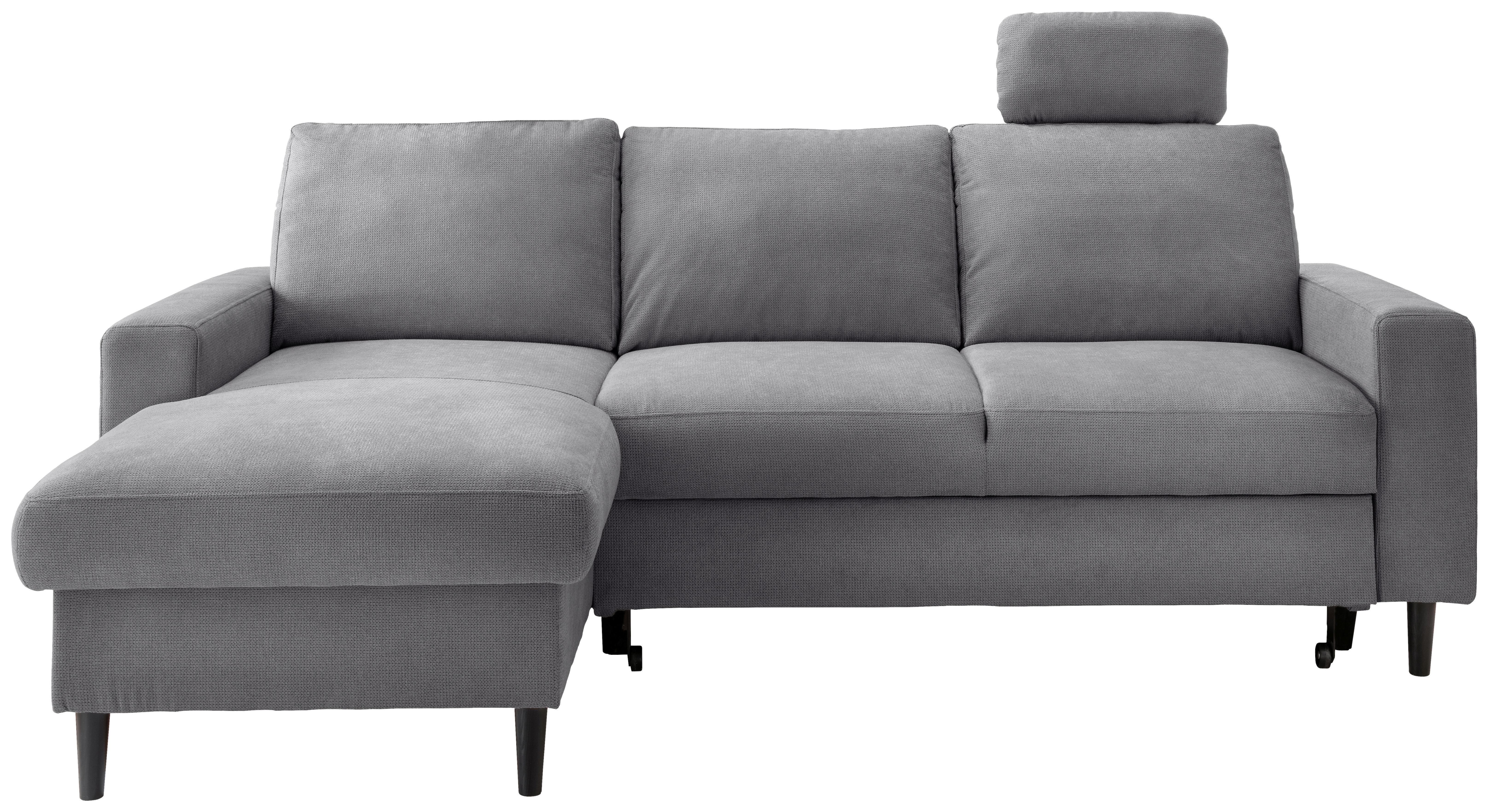 Eckschlafsofa Passione Dunkelgrau S: 147x234 cm - Dunkelgrau/Schwarz, MODERN, Textil (147/234cm) - Livetastic