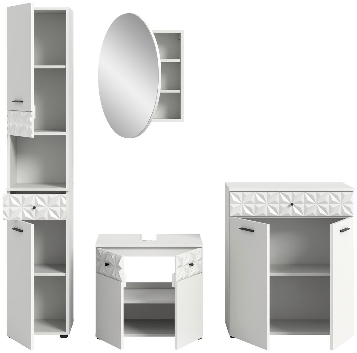 Badezimmer Prisma Weiß B: 165 Cm - Schwarz/Weiß, MODERN, Glas/Holzwerkstoff (165cm) - MID.YOU