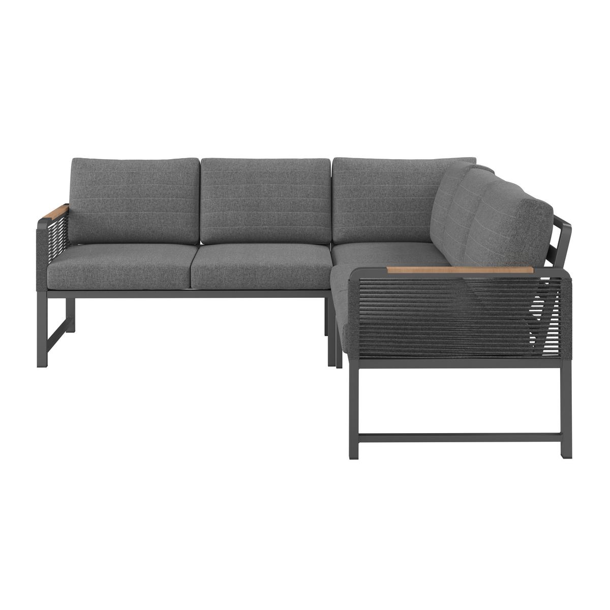 Loungegarnitur Washington Grau/Naturfarben, 4-teilig - sivá/prírodná farba, Modern, kov/textil (192,5kg) - Mömax