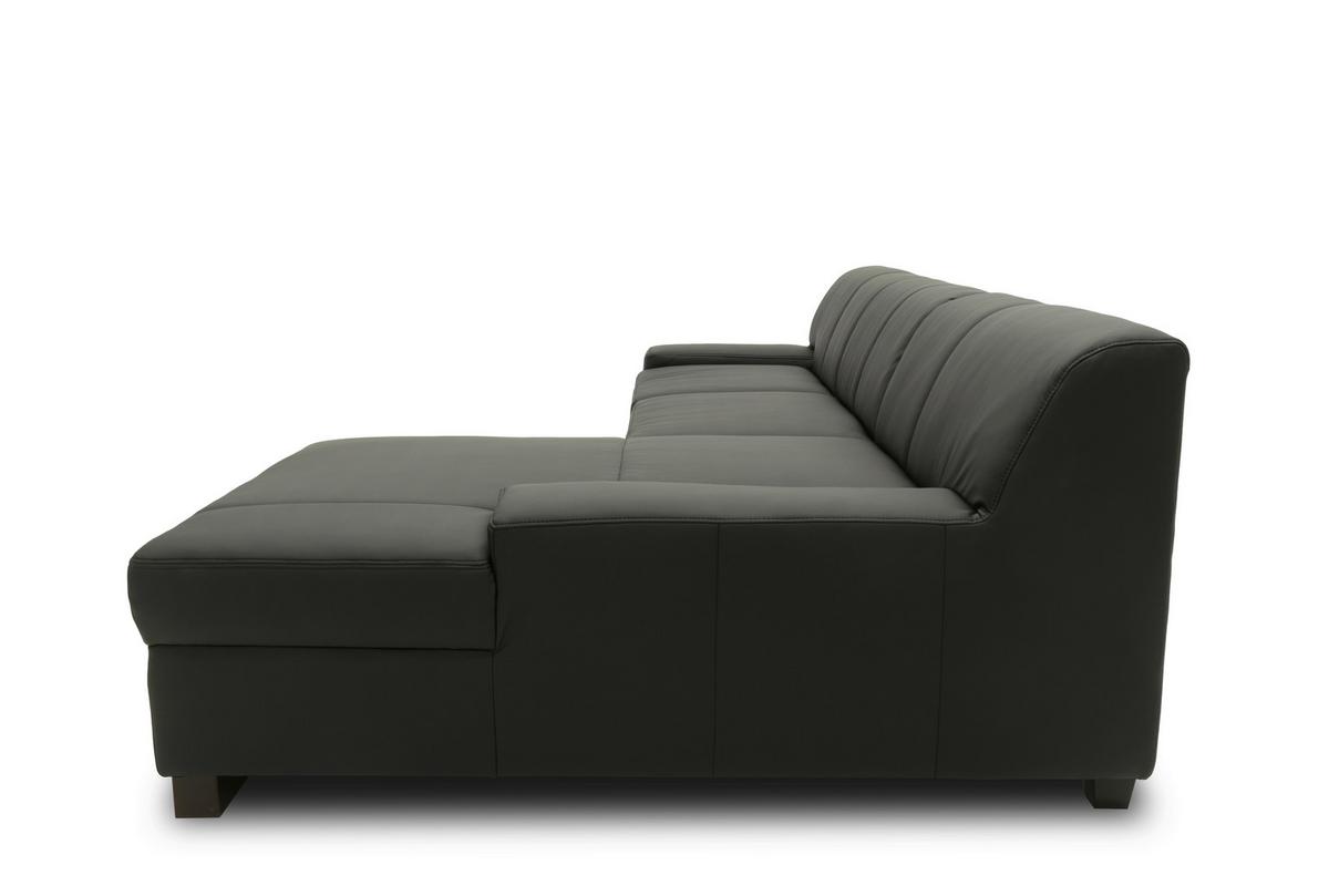 Ecksofa Mit Schlaffunktion Norma Schwarz Lederlook - Wengefarben/Schwarz, Design, Textil (268/153cm) - MID.YOU