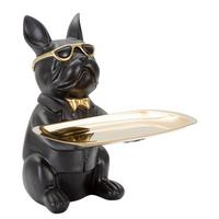 Skulptur Decor Dog Schwarz, Goldfarben B: 19 cm - Goldfarben/Schwarz, Basics, Kunststoff (19/23.5/20cm)