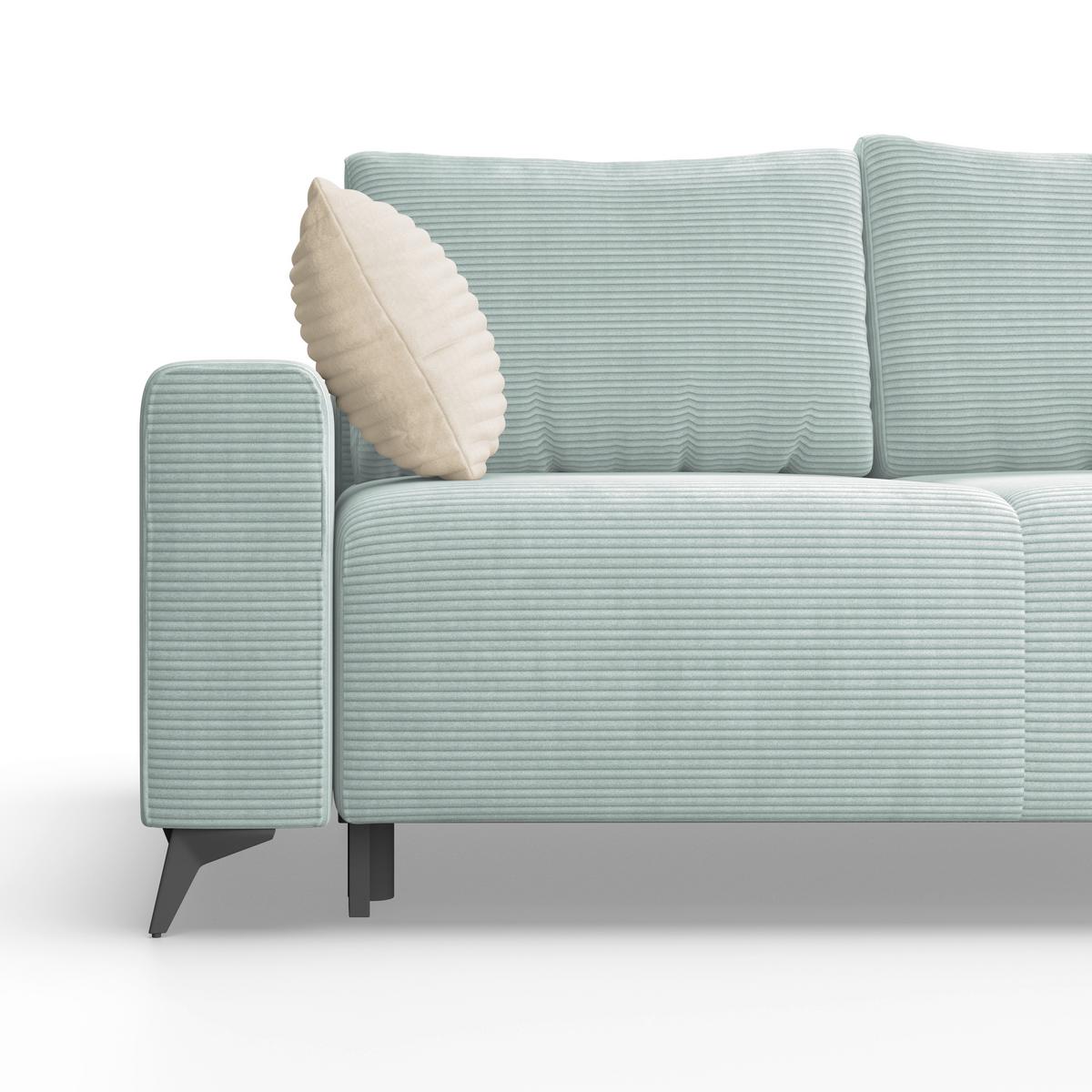 Ecksofa Mit Schlaffunktion Lincoln Mint Cord 270x212 Cm - Creme/Schwarz, MODERN, Textil (270/212cm)