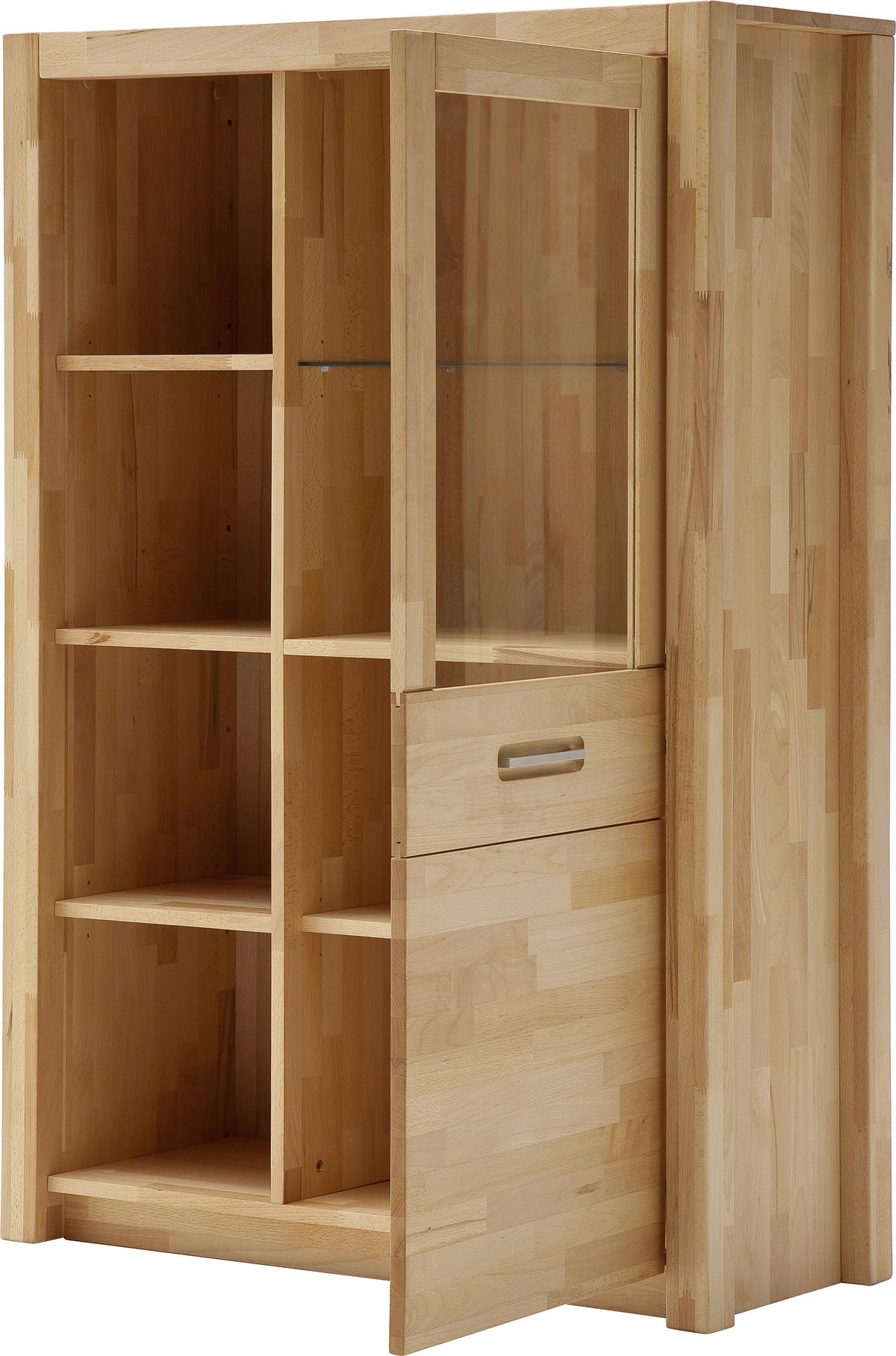 Highboard Fenja Buchefarben, B: 98 cm - Buchefarben, Design, Glas/Holz (98/145/40cm) - MID.YOU