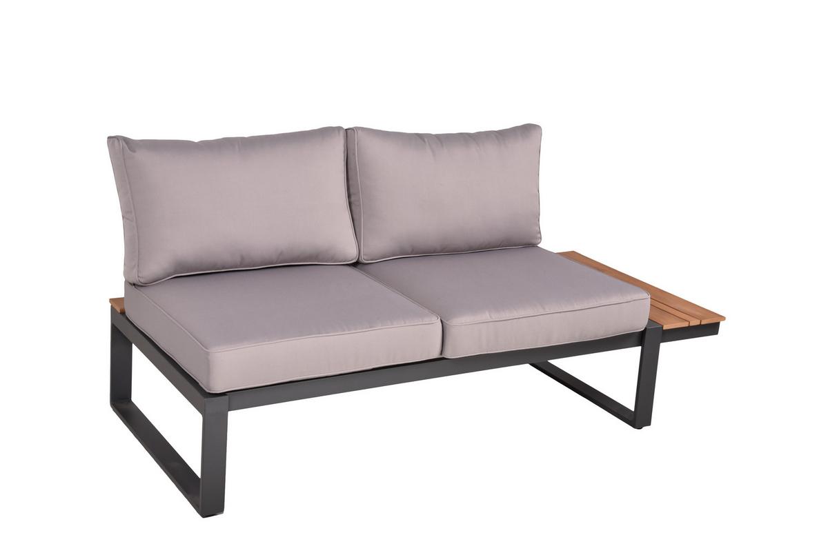 Loungegarnitur Belmira - Hellbraun/Dunkelgrau, Basics, Kunststoff/Textil - Gardenson
