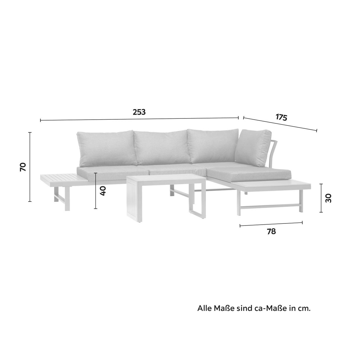 TERASOVÁ SEDACÍ SOUPRAVA MELANIA - přírodní barvy/antracitová, Moderní, kov/textil (253/70/175cm) - Modern Living