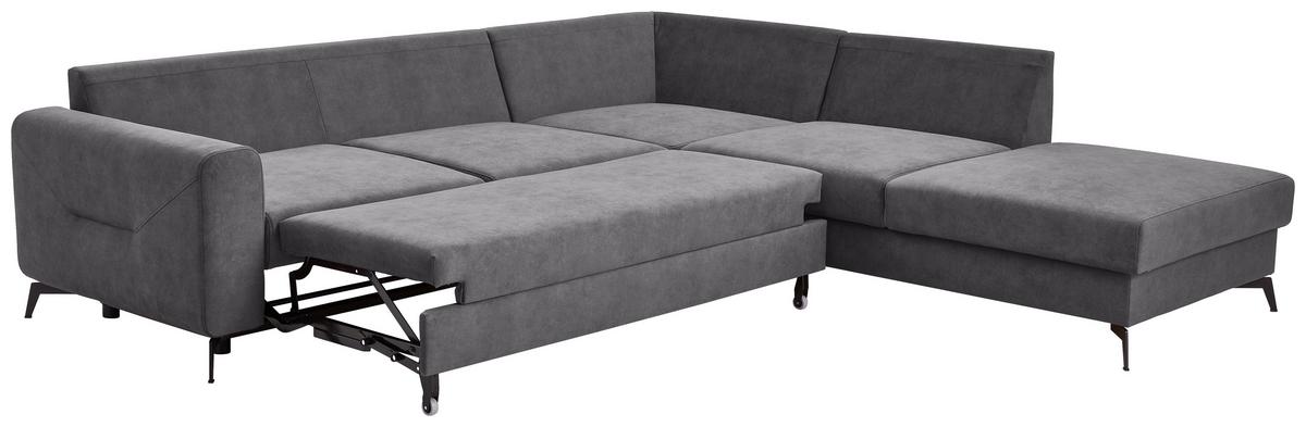 Sedacia súprava ADESSO, pravá, tmavosivá farba - čierna/tmavosivá, Konventionell, kov/textil (275/257cm) - MID.YOU