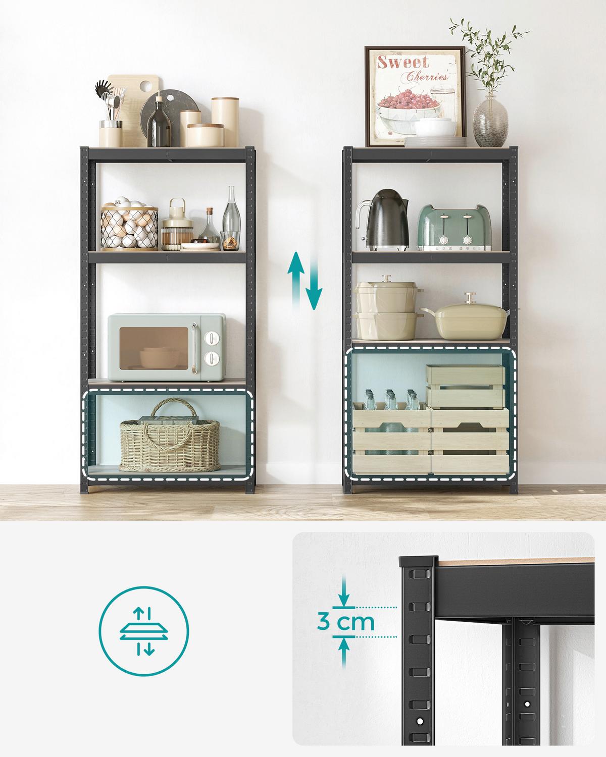 Schwerlastregal Shelving Schwarz/Greige B: 80 cm - Greige/Schwarz, Basics, Holzwerkstoff/Metall (80/160/40cm)