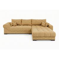 Boxspringecksofa Emil Webstoff senfgelb, S:343x217cm - Senfgelb/Schwarz, ROMANTIK / LANDHAUS, Holzwerkstoff/Textil (343/217cm)