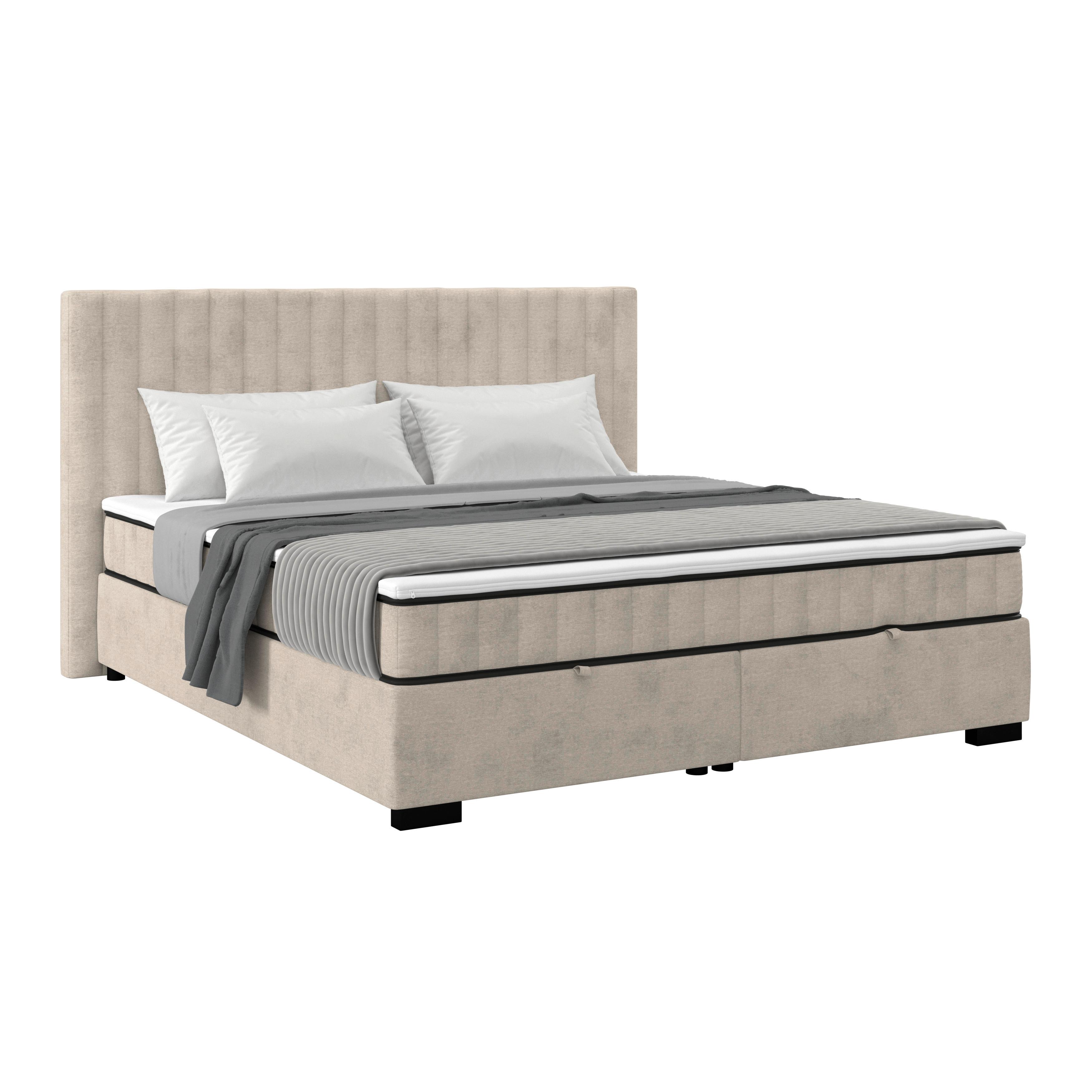 Boxbett Maya 180 - Sandfarben/Schwarz, MODERN, Holz/Holzwerkstoff (180/200cm)