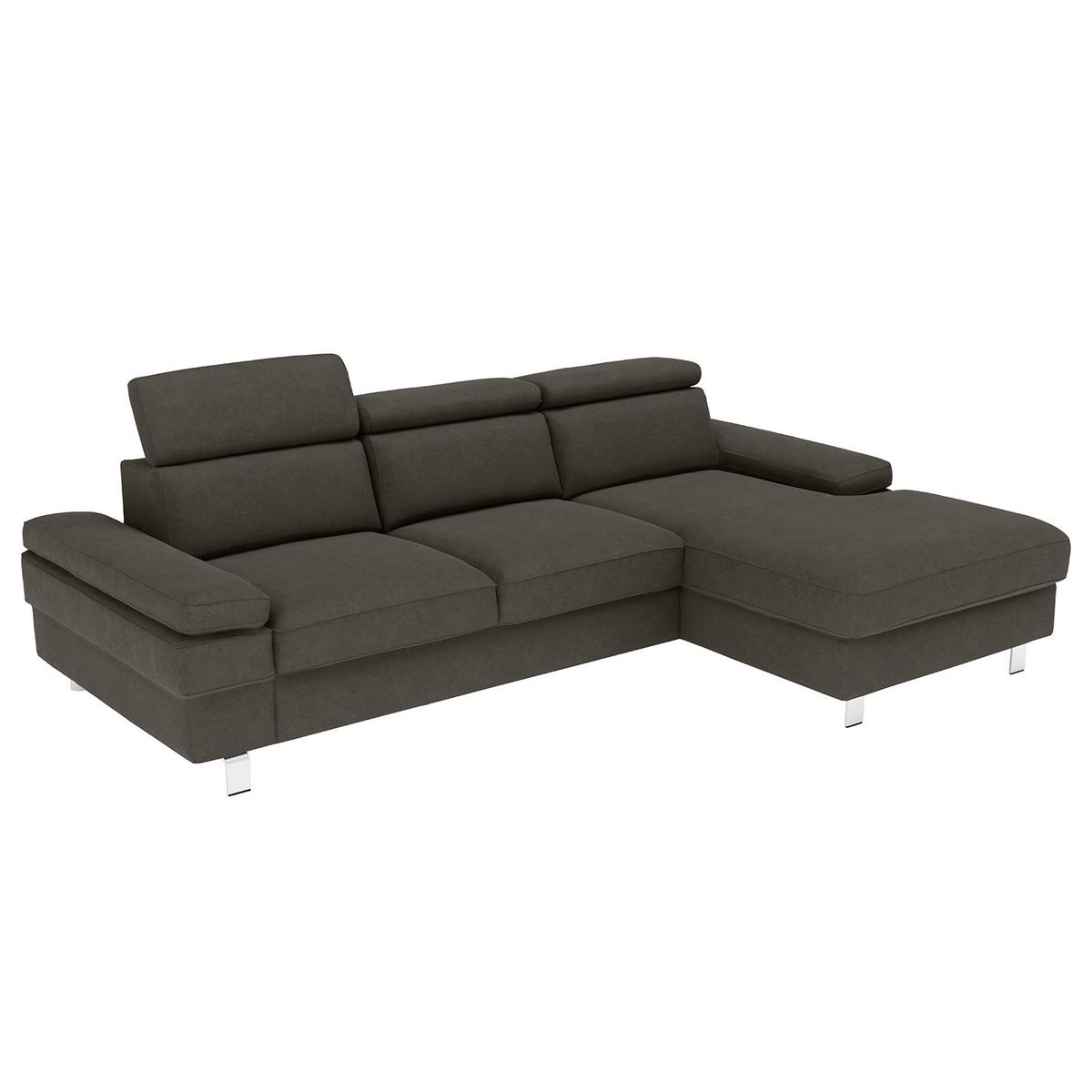 Ecksofa Elvis, Anthrazit S: 259x182 Cm - Anthrazit/Silberfarben, KONVENTIONELL, Textil (259/182cm) - Trendmanufaktur
