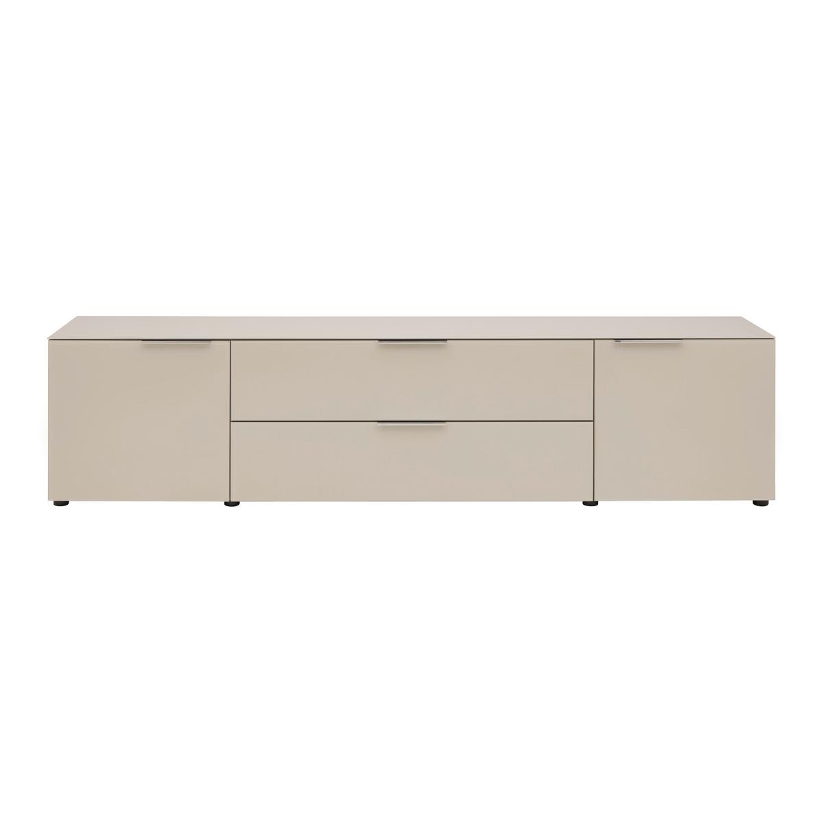 TV komoda SIENA sklo, kašmír - čierna/kašmírová, Modern, kov/kompozitné drevo (226/55/40cm) - Premium Living