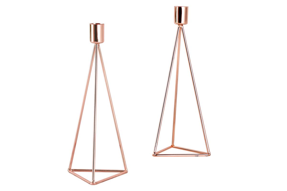 Kerzenständer-Set Eisen für Stabkerzen 2-teilig - Kupferfarben, Basics, Metall (9,5/24,2cm) - Echtwerk