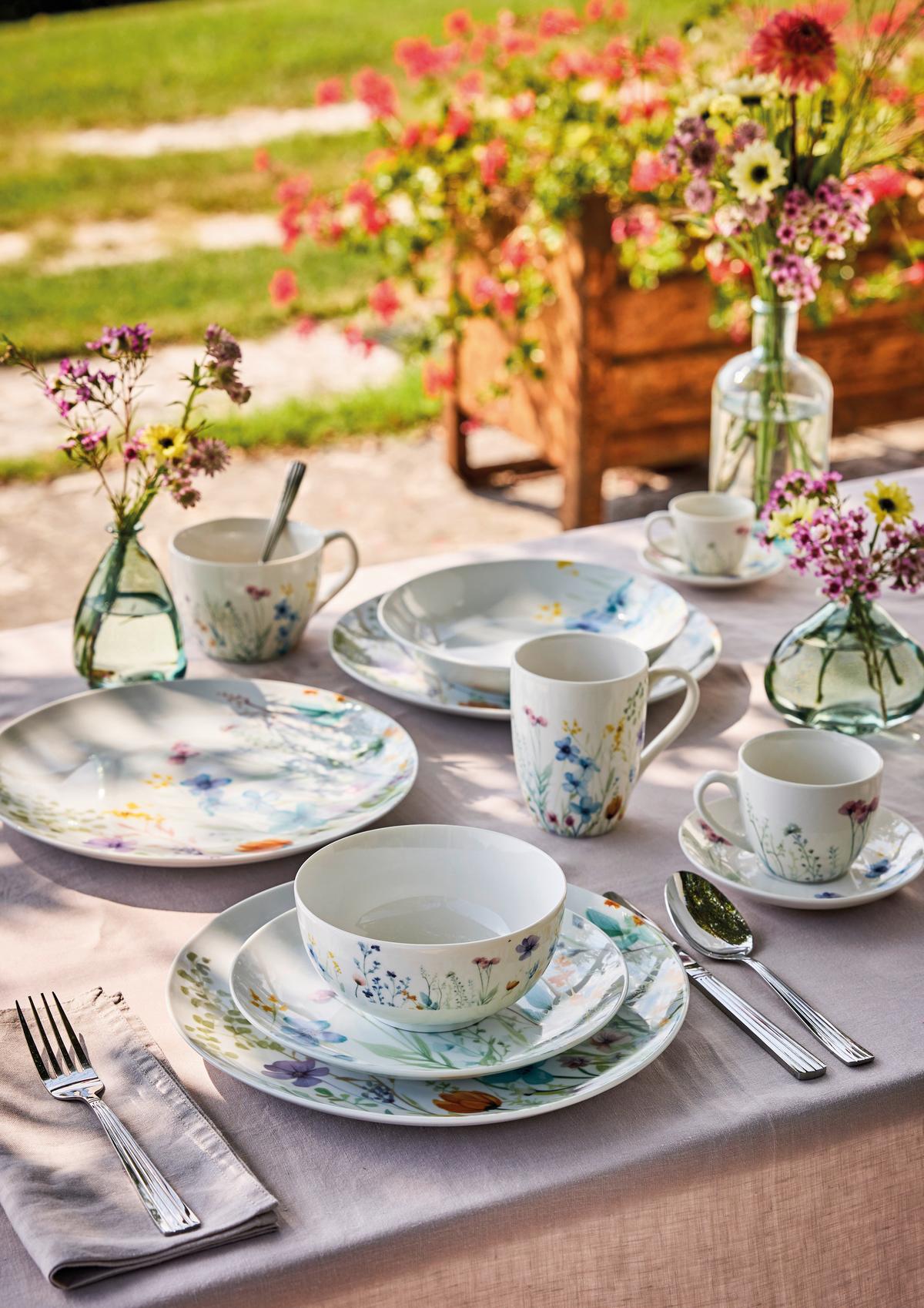 Kombiservice Madison Florenne Keramik 6 Personen Blumendekor - Multicolor, Basics, Keramik - Tognana