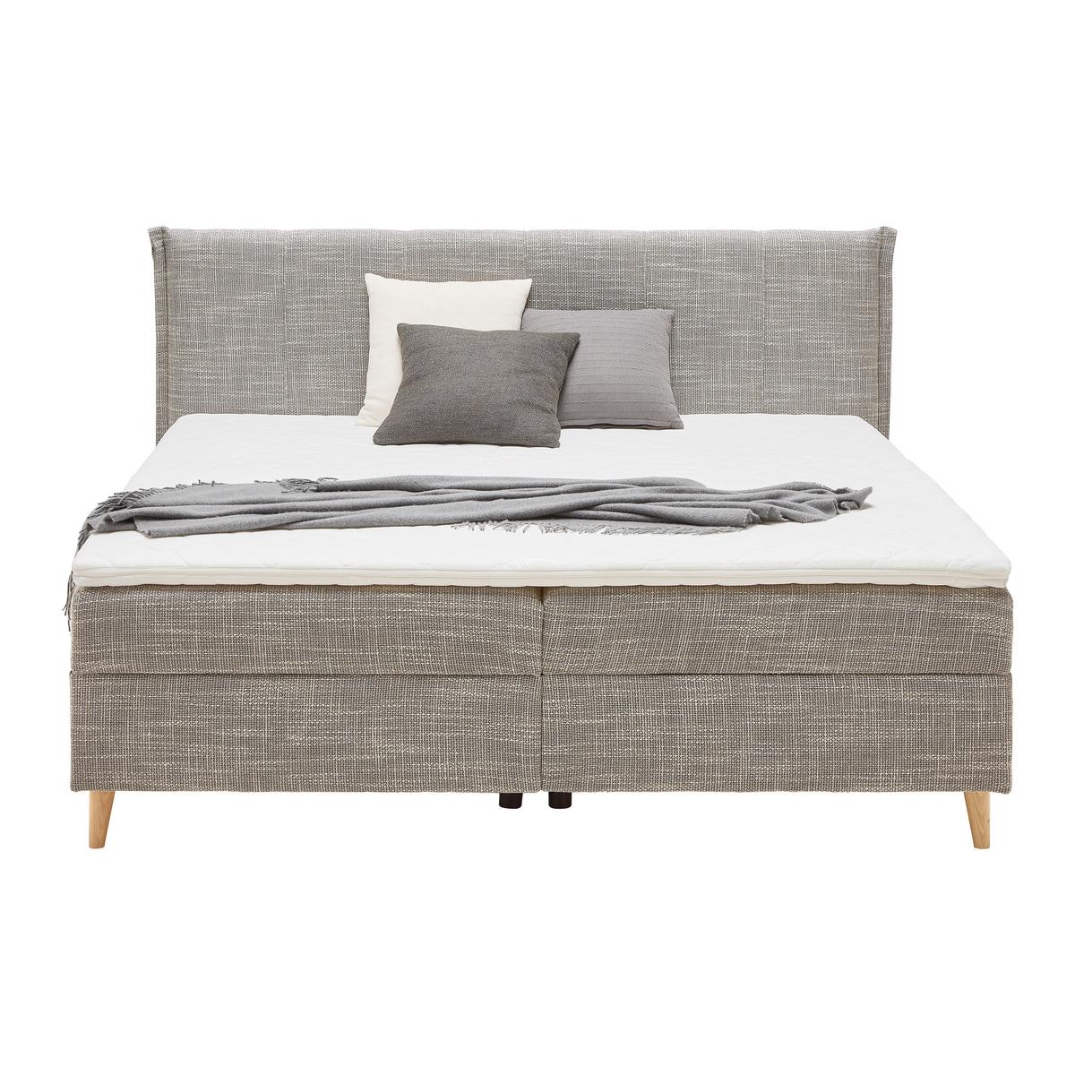 Americká posteľ VELORIA 160x200, sivá - sivá/prírodná farba, Konventionell, drevo/textil (160/200cm) - Mömax
