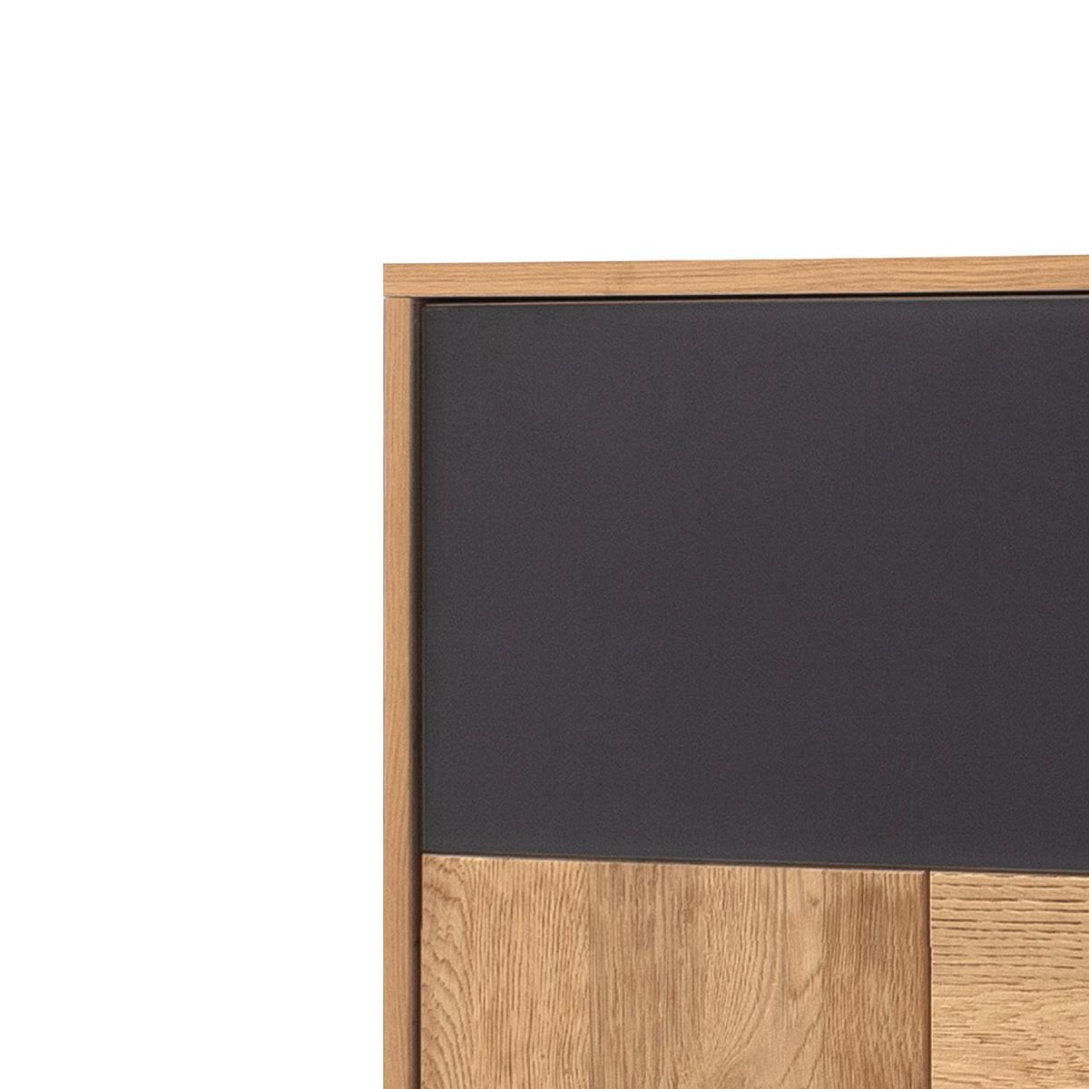 Highboard Echtholz B: 94 cm Valencia Anthrazit/Eiche - Eiche Bianco/Anthrazit, Design, Glas/Holz (94/120/37cm) - MID.YOU