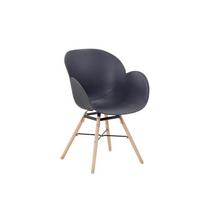 Armlehnstuhl Amalia Schwarz Echtholz-Beine 2er-Set - Schwarz, Design, Holz/Kunststoff (59/83,5/57,5cm) - Kayoom