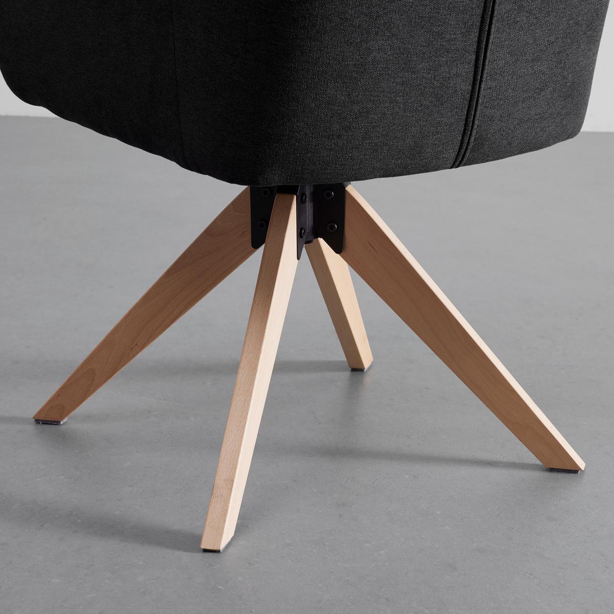Sametová židle Lucita, otočná, nohy dřevo - přírodní barvy/antracitová, Moderní, kov/dřevo (59/88/60cm) - Bessagi Home