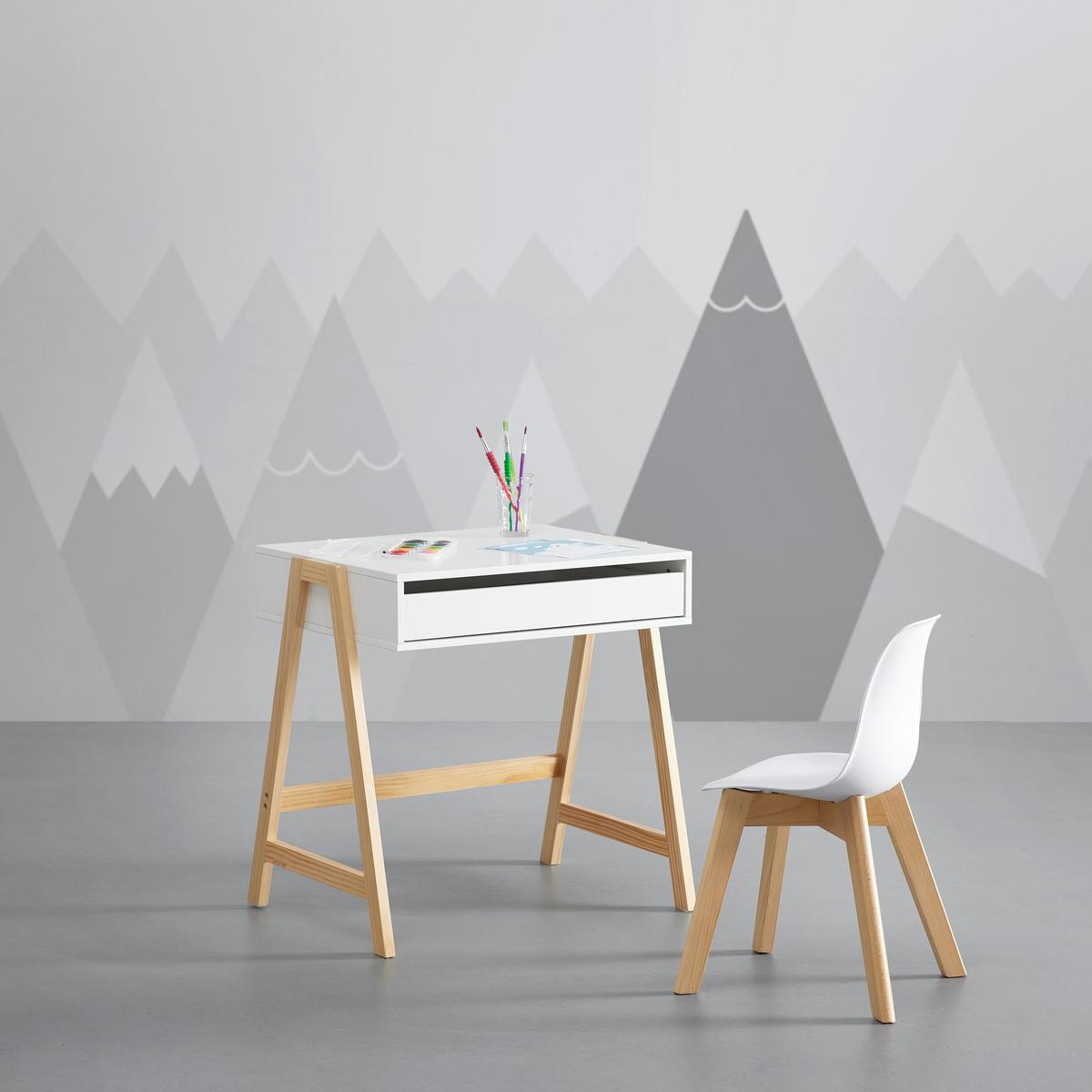Psací stůl PINO - bílá/barvy borovice, Moderní, dřevo (60/45/60cm) - Bessagi Kids