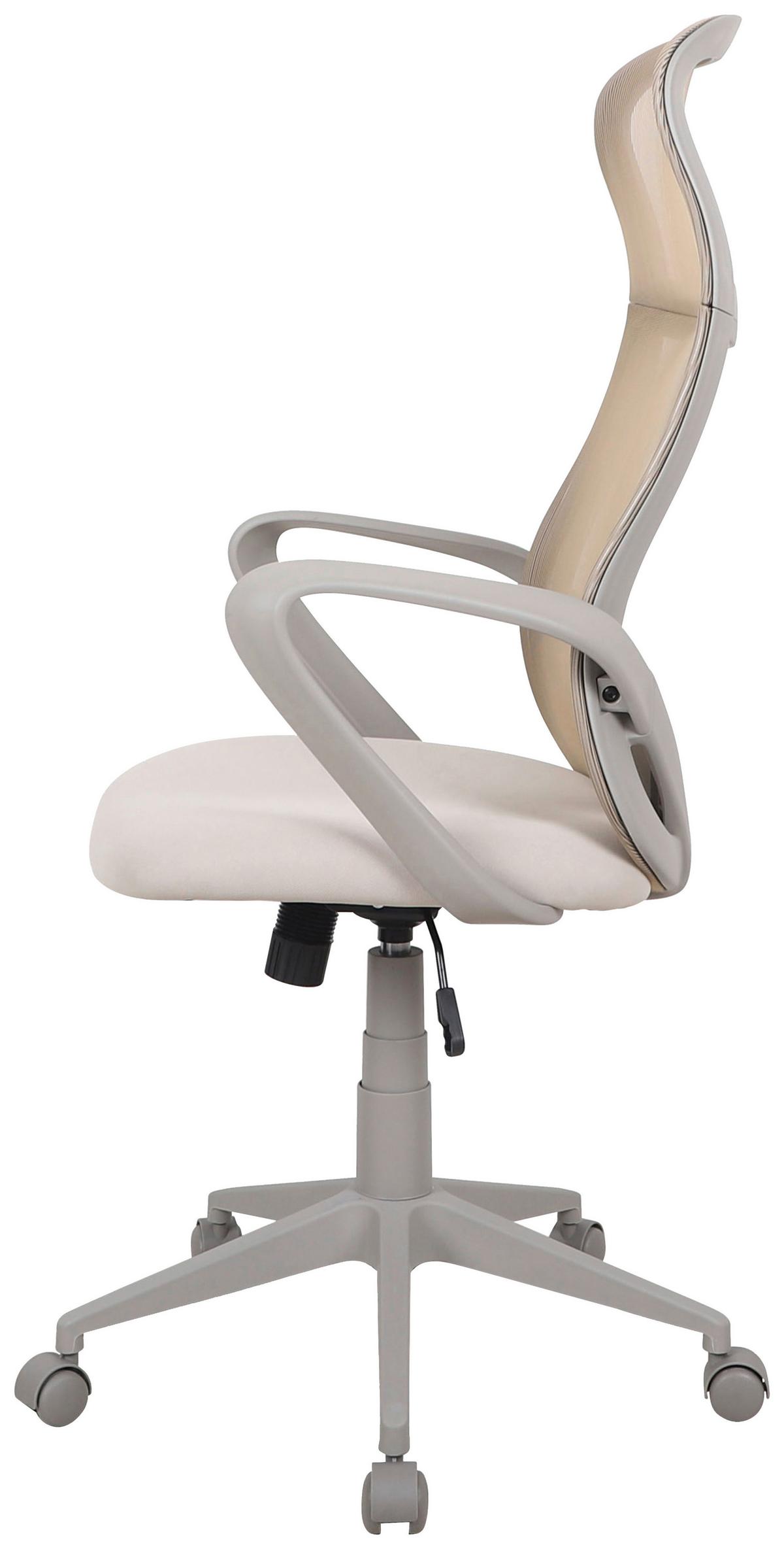 Drehstuhl Patricia mit Armstützen Beige/Grau - Beige/Grau, MODERN, Kunststoff/Textil (63/115-125/61cm) - MID.YOU