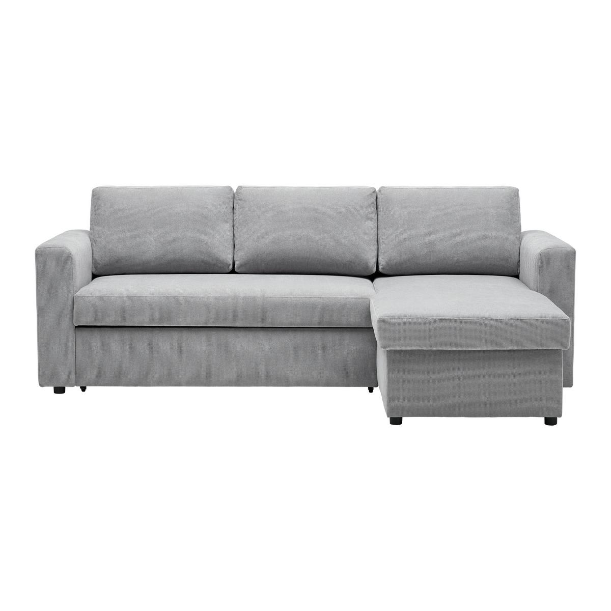 Rohová sedačka VIKTOR, oboustranná, světle šedý velur - šedá/černá, Moderní, textil/plast (230/86/156cm) - Based