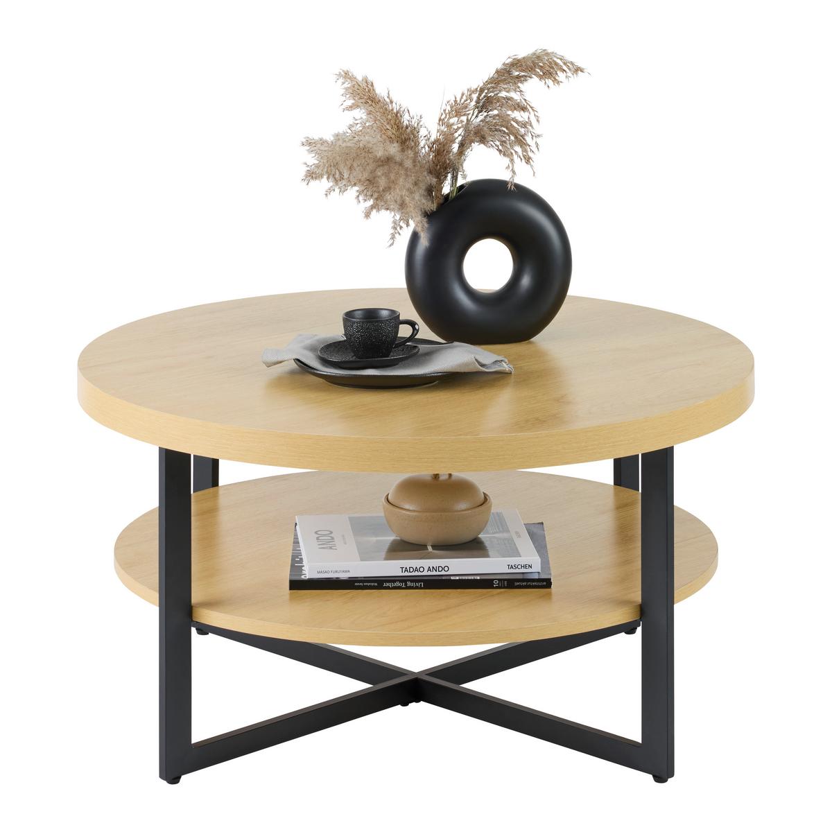 KONFERENČNÍ STOLEK RONDO - černá/dub artisan, Konvenční, kov/kompozitní dřevo (80/80/40cm) - Mömax