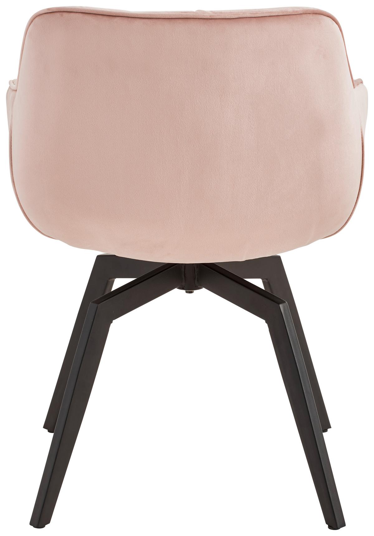 Armlehnstuhl Avegno Rosa Mit Drehbare Sitzfläche - Schwarz/Rosa, MODERN, Holz/Textil (58/83/63cm) - Livetastic