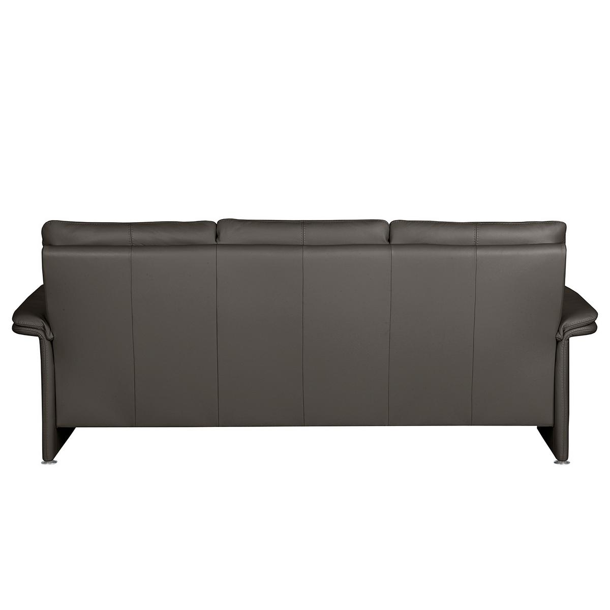 3-Sitzer-Sofa Comodo Echtleder Dunkelbraun B: 214cm - Dunkelbraun/Silberfarben, Design, Leder (214/90/88cm) - Livetastic