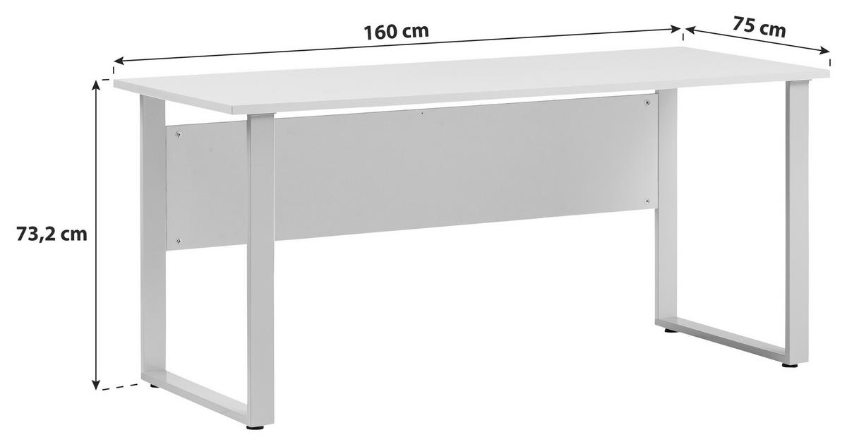 Schreibtisch B 160cm H 73,2cm Serie 1500, Hellgrau - Hellgrau/Alufarben, KONVENTIONELL, Holzwerkstoff/Metall (160/75/73,2cm) - MID.YOU