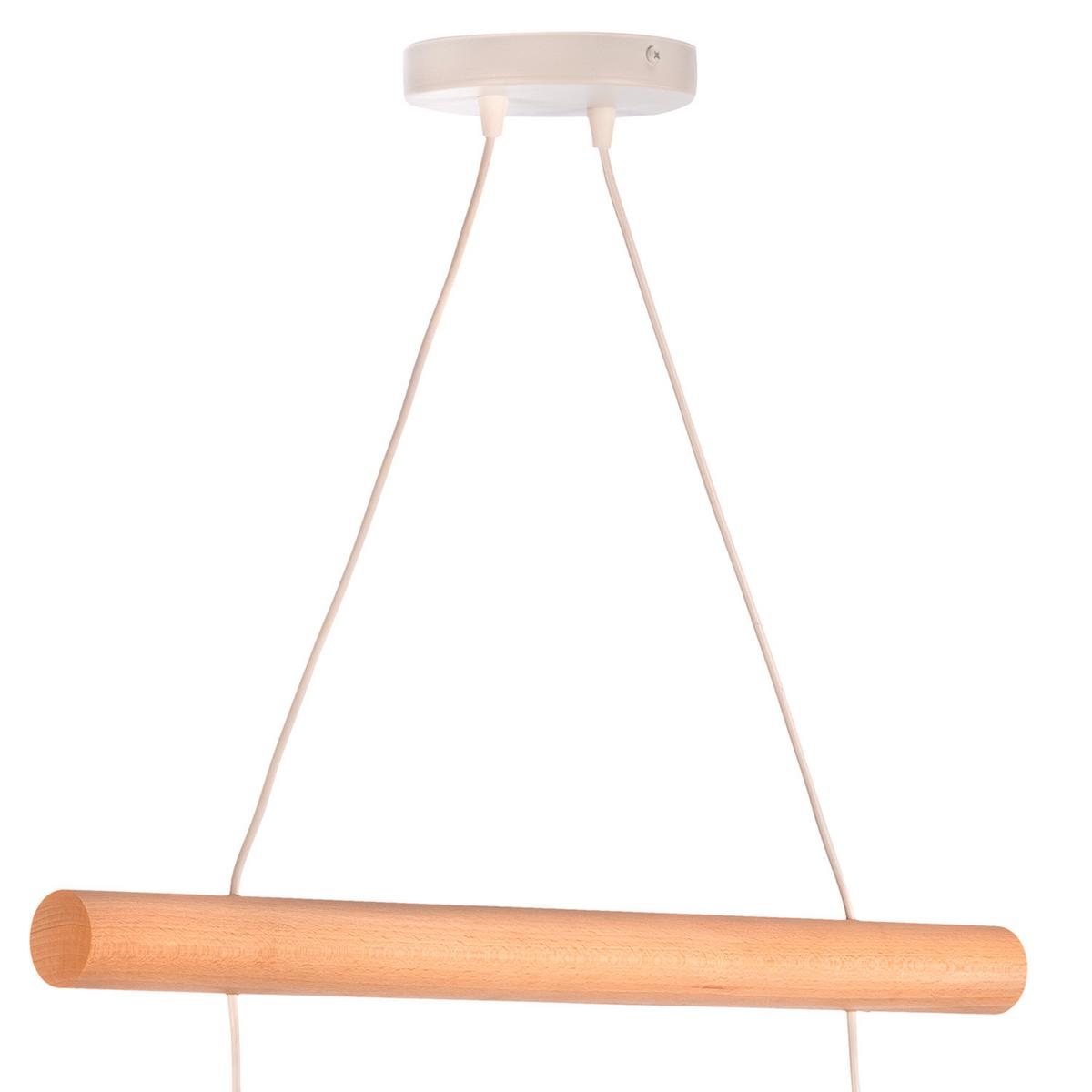 Hängeleuchte Mercure Hellbraun Weiß Hg - Hellbraun/Weiß Hochglanz, Basics, Holz/Metall (60/24/90cm)