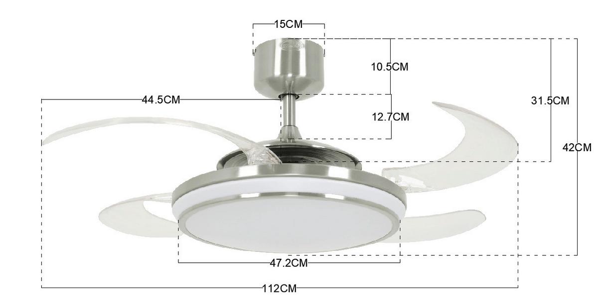 Deckenventilator Fanaway Chrom 4 Flüge, LED-Leuchte - Klar/Chromfarben, Basics, Kunststoff/Metall (122/41cm) - P & B