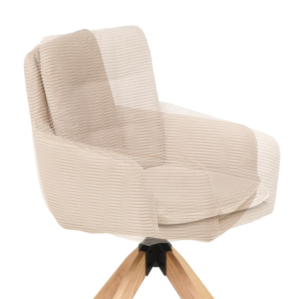 Armlehnstuhl Matti Taupe, Sitzfläche 360° drehbar - Taupe/Naturfarben, KONVENTIONELL, Holz/Textil (60/93/65,5cm) - Livetastic