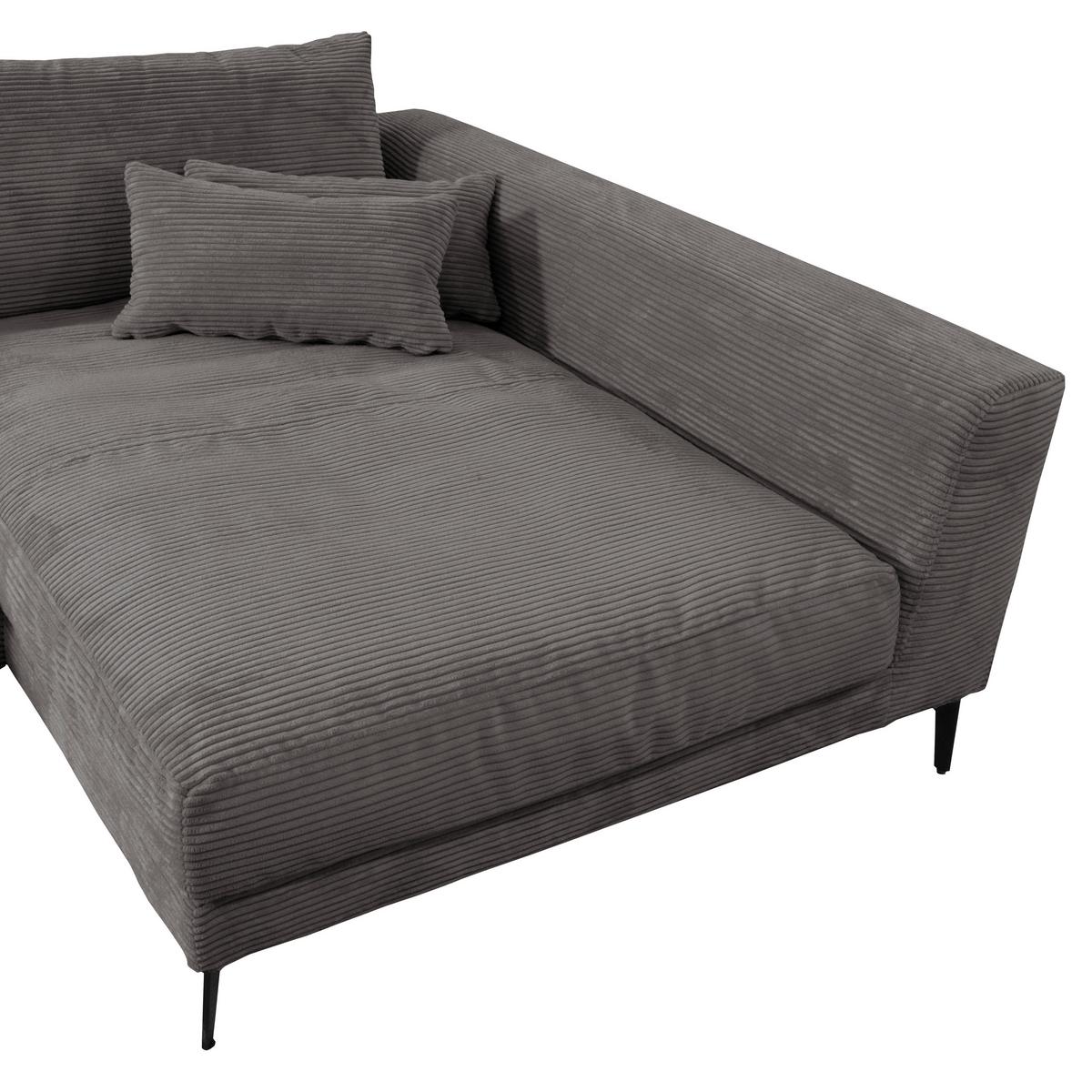 Ecksofa Berlin Cord Grau 313x172 Cm - Schwarz/Grau, Design, Textil (313/172cm) - Livetastic