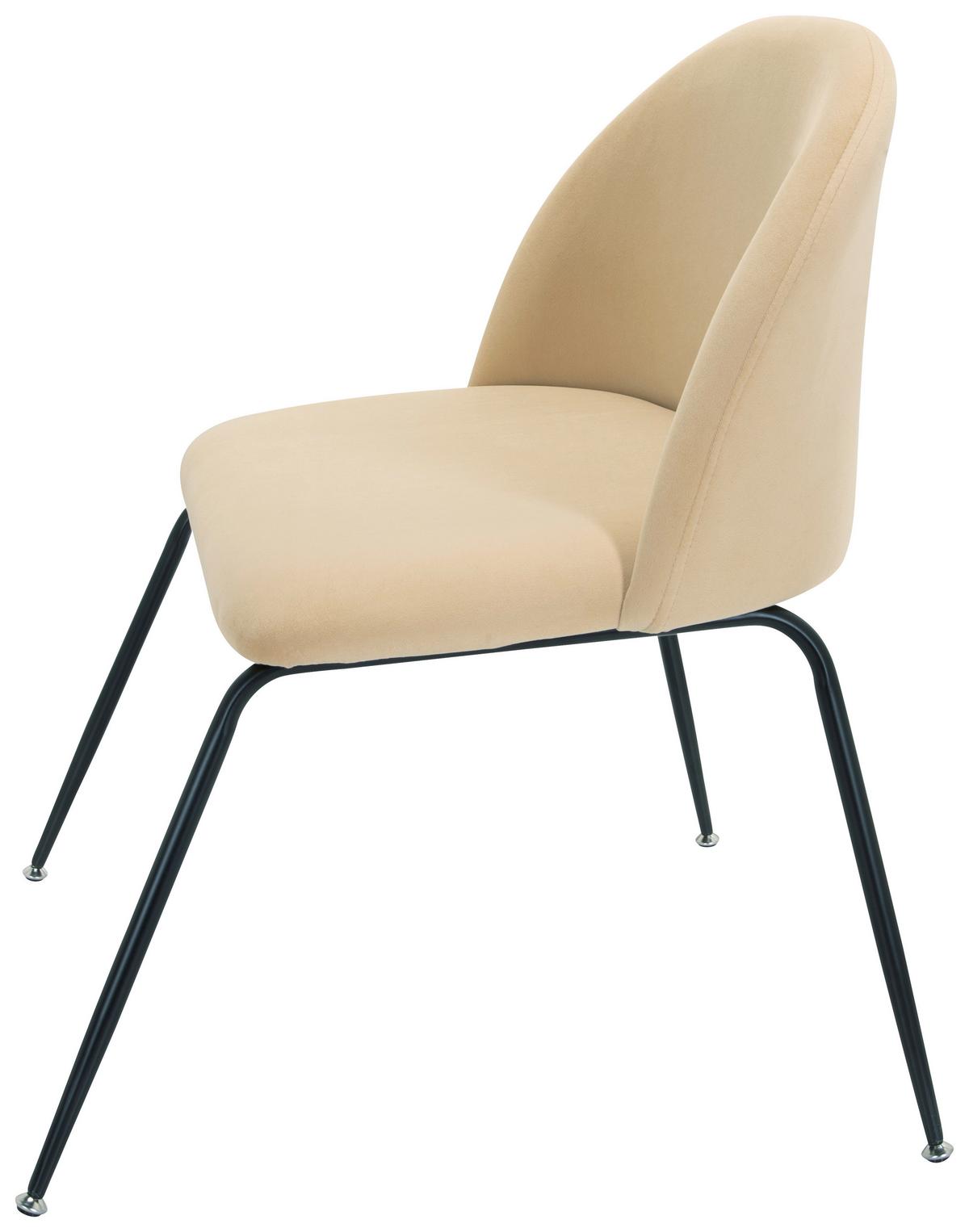 Besucherstuhl Velvo Samt Beige Bis 120 Kg - Beige/Schwarz, Basics, Textil/Metall (72/80/65cm) - MID.YOU