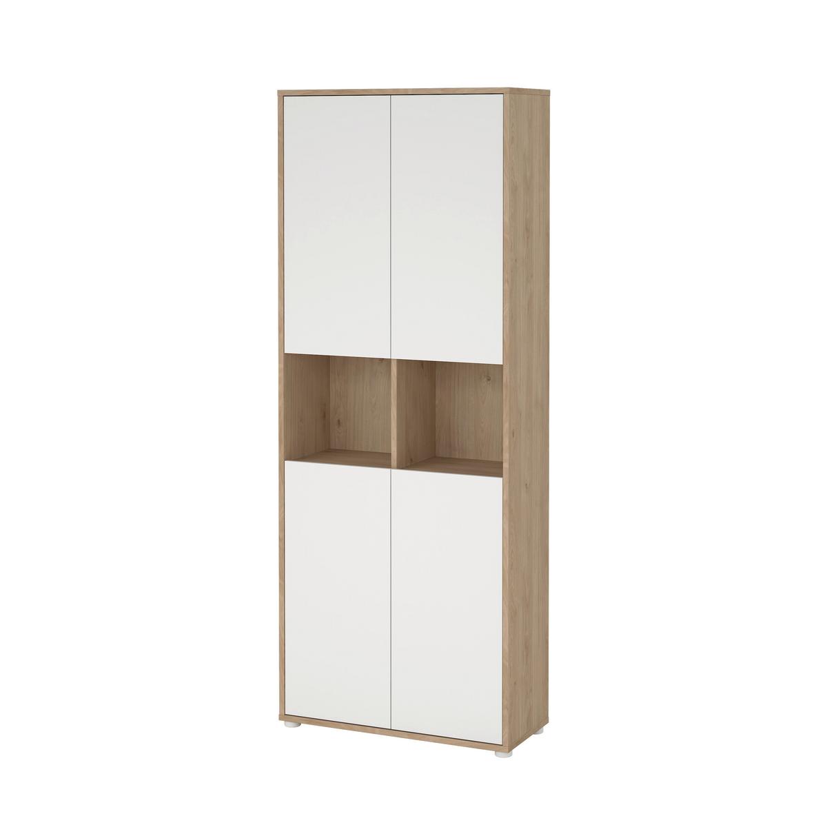 Aktenschrank Sign Weiß/Eichefarben, B: 79,6 cm - Eichefarben/Weiß, MODERN, Holzwerkstoff (79,6/207,7/34,3cm) - MID.YOU