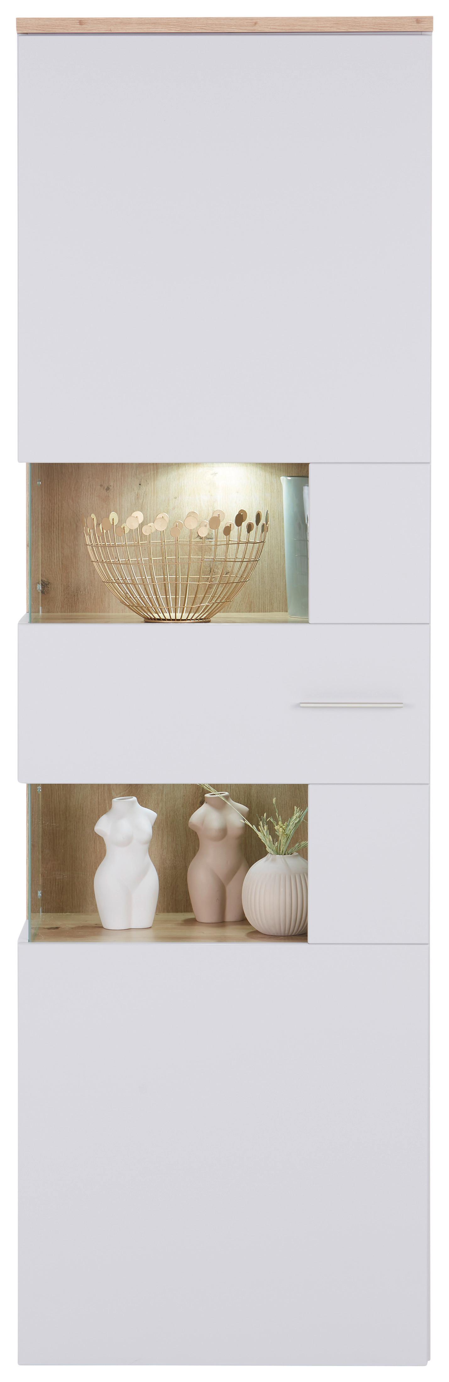 Vitrine Twin B: 60,1 Cm Hellgrau/eiche Artisan Dekor - Eiche Bianco/Eichefarben, MODERN, Holzwerkstoff (60,1/198,4/37,2cm)