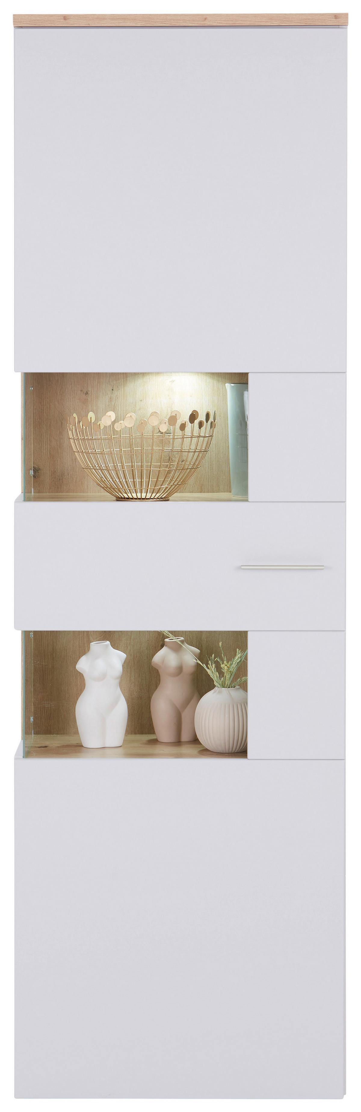 Vitrine Twin B: 60,1 Cm Hellgrau/eiche Artisan Dekor - Eiche Bianco/Eichefarben, MODERN, Holzwerkstoff (60,1/198,4/37,2cm)
