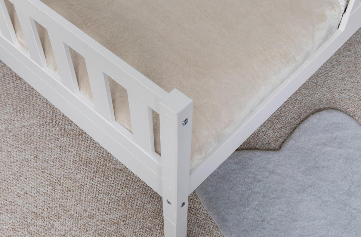 Bodenbett 100/200 Cm In Weiß Inkl. Matratzen Und Zusatzbett - Weiß/Naturfarben, MODERN, Holz/Textil (100/200cm) - MID.YOU
