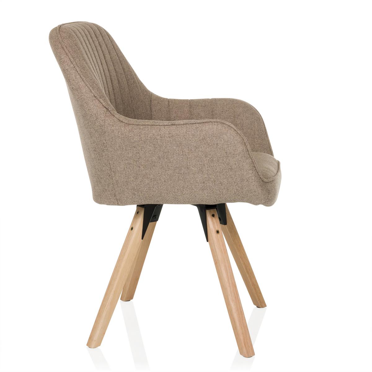 Armlehnstuhl Scandi Ted Beige B: 56 cm - Beige/Buchefarben, MODERN, Holz/Textil (56/84/62cm) - MID.YOU