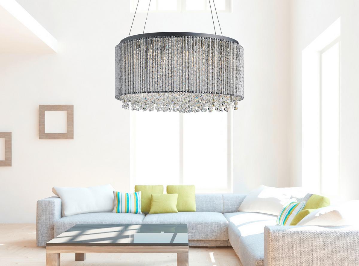 Hängeleuchte Elise H: 142 Cm 8-Flammig, Höhenverstellbar - Chromfarben, KONVENTIONELL, Glas/Metall (41/142cm)