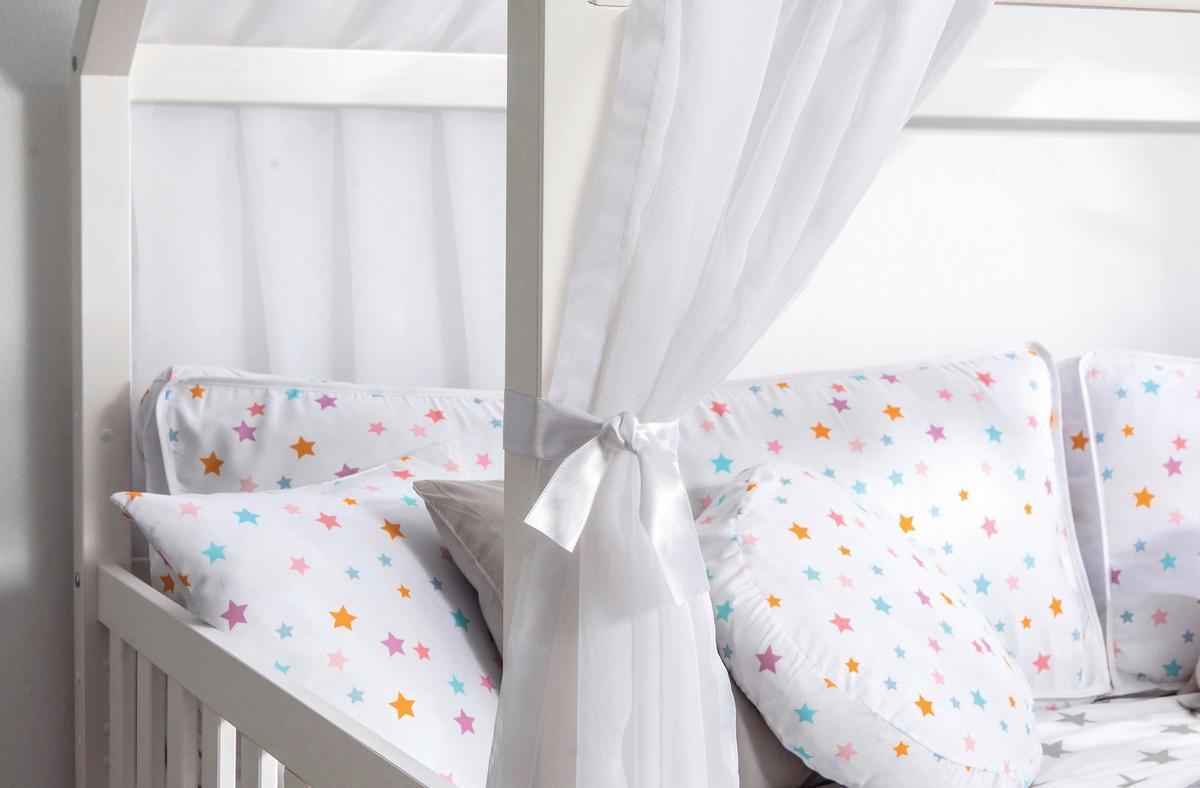 HAUSBETT Kim Weiß 90x200cm - Weiß/Naturfarben, MODERN, Holz/Textil (90/200cm) - Livetastic