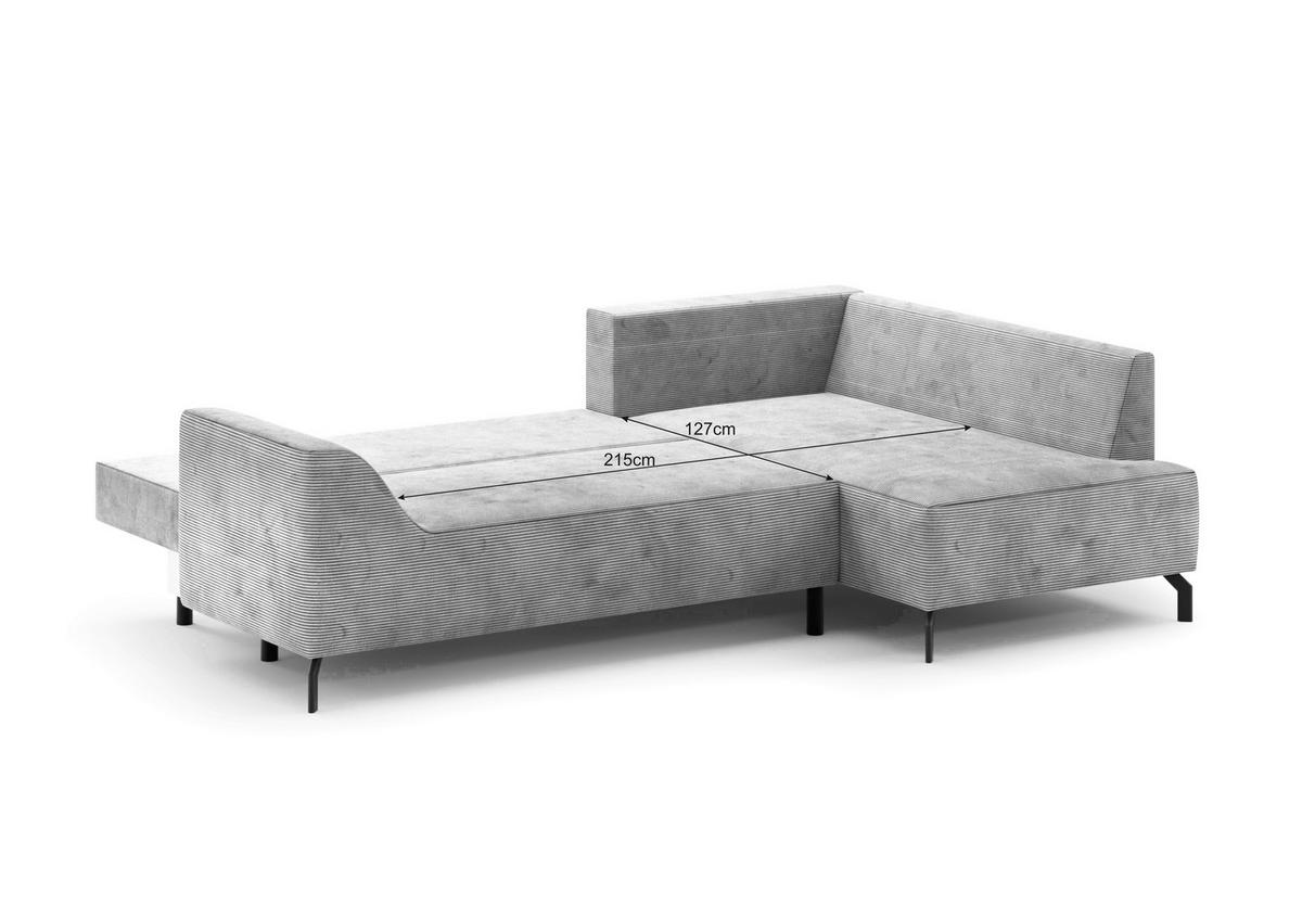 Eckschlafsofa Asolo Silberfarben S:273x167cm - Silberfarben/Schwarz, Design, Textil (273/167cm) - MID.YOU