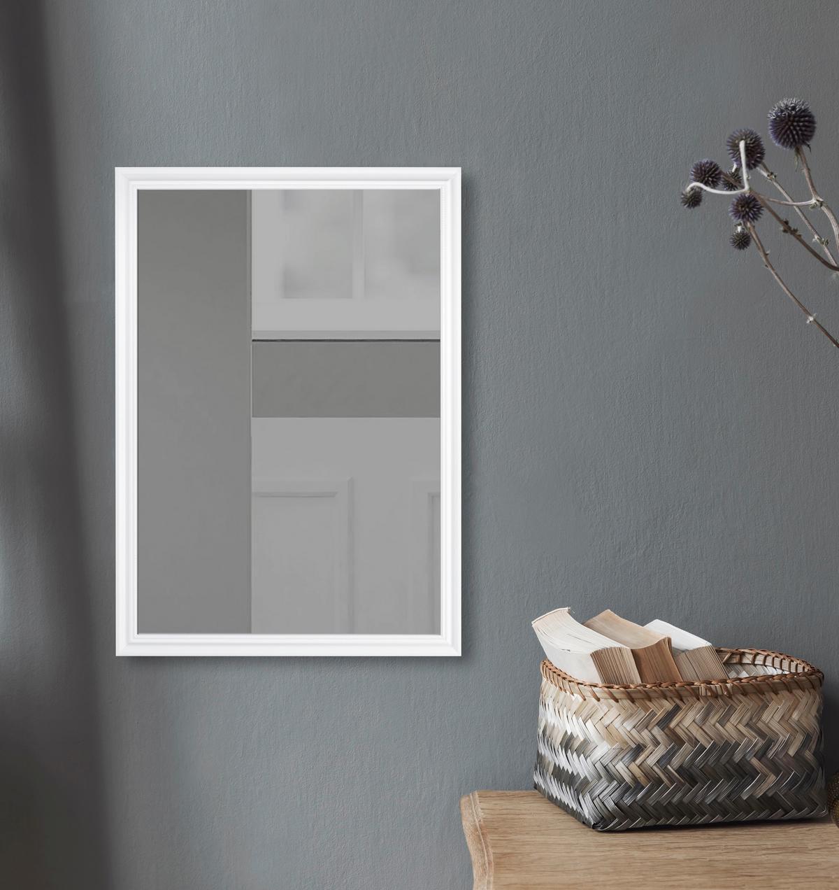 Wandspiegel Frieda Weiß B: 50 Cm - Weiß, Trend, Glas/Kunststoff (50/70/2cm) - Boxxx