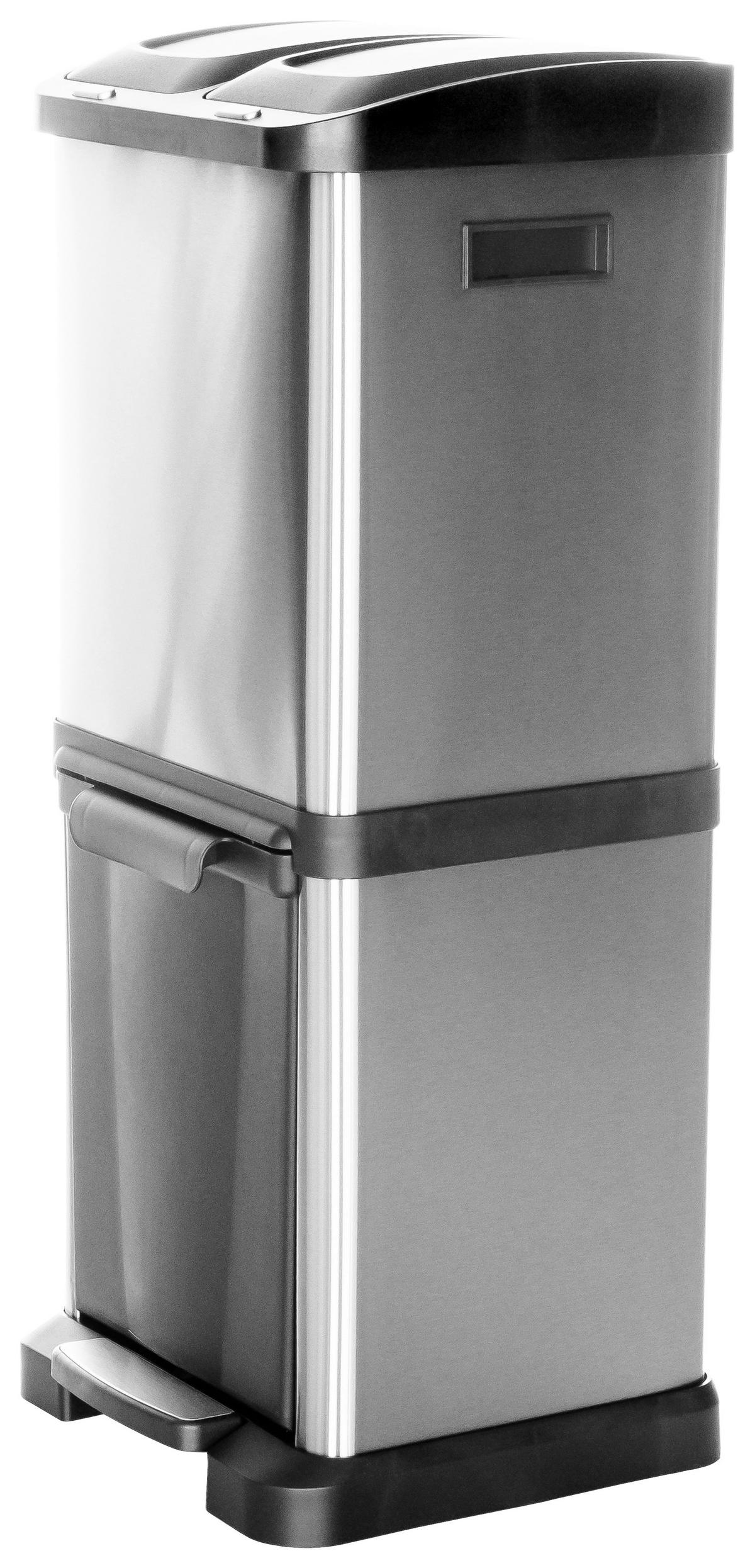 Abfallsammler Clean Vii - Silberfarben/Schwarz, Basics, Kunststoff/Metall (32/78/32cm) - MID.YOU