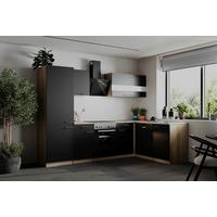 Eckküche Merle Schwarz/Eichefarben B: 280cm - Eichefarben/Schwarz, Basics, Holzwerkstoff (280/172cm) - Respekta