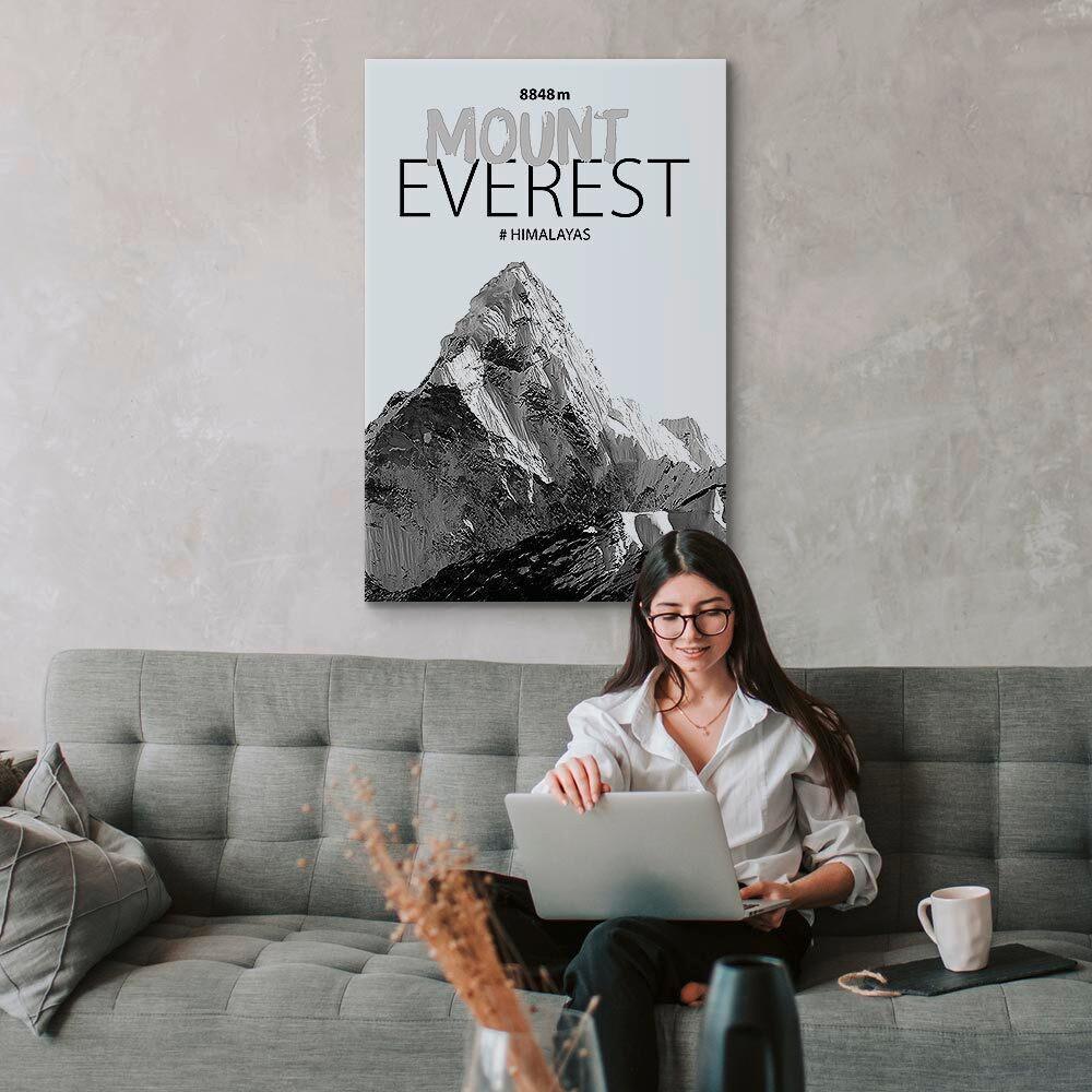 Leinwandbild Mount Everest Schwarz Grauweiß B: 80 cm
