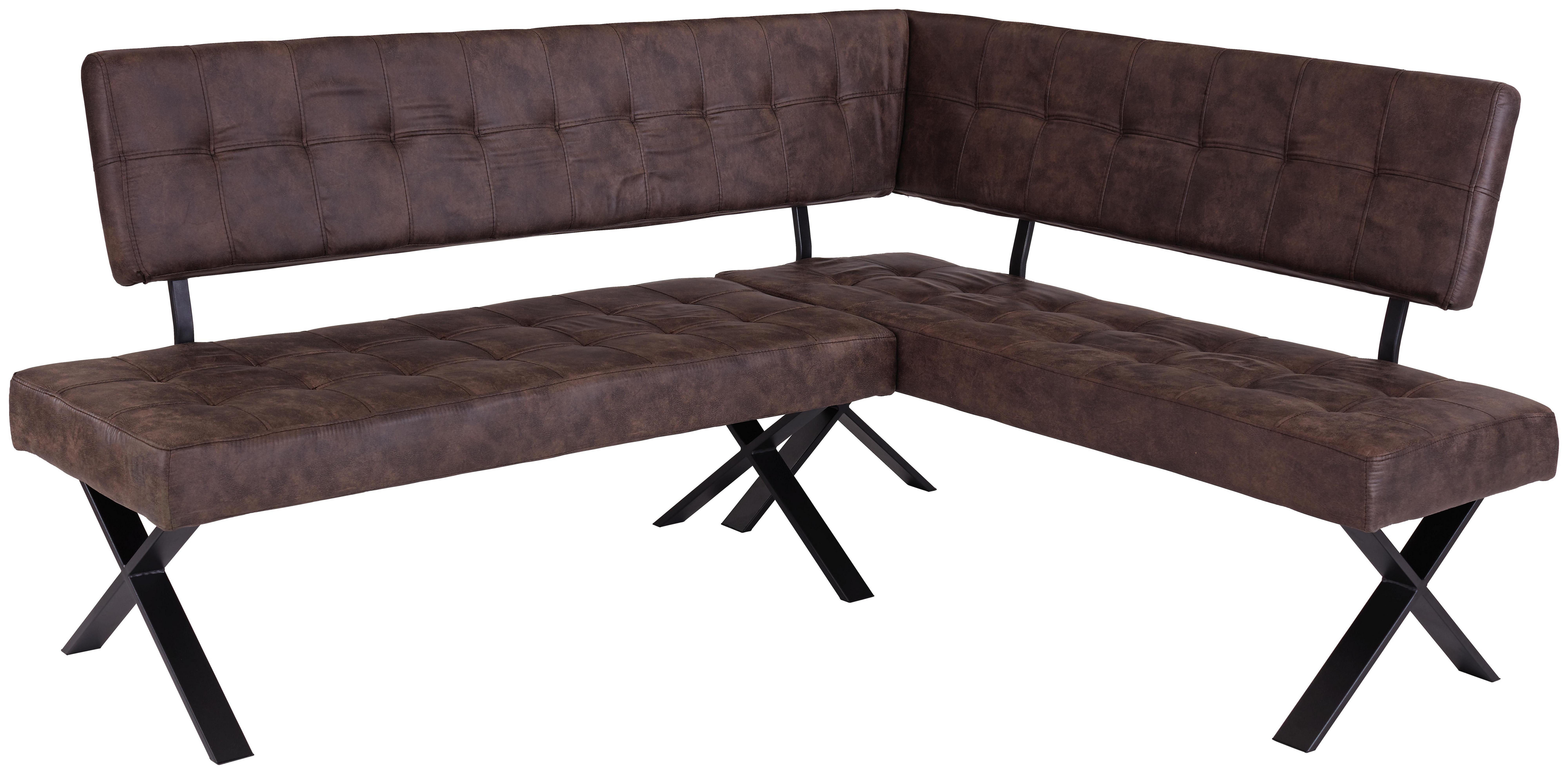 Eckbank Donna - Anthrazit/Braun, KONVENTIONELL, Textil/Metall (200/150cm)